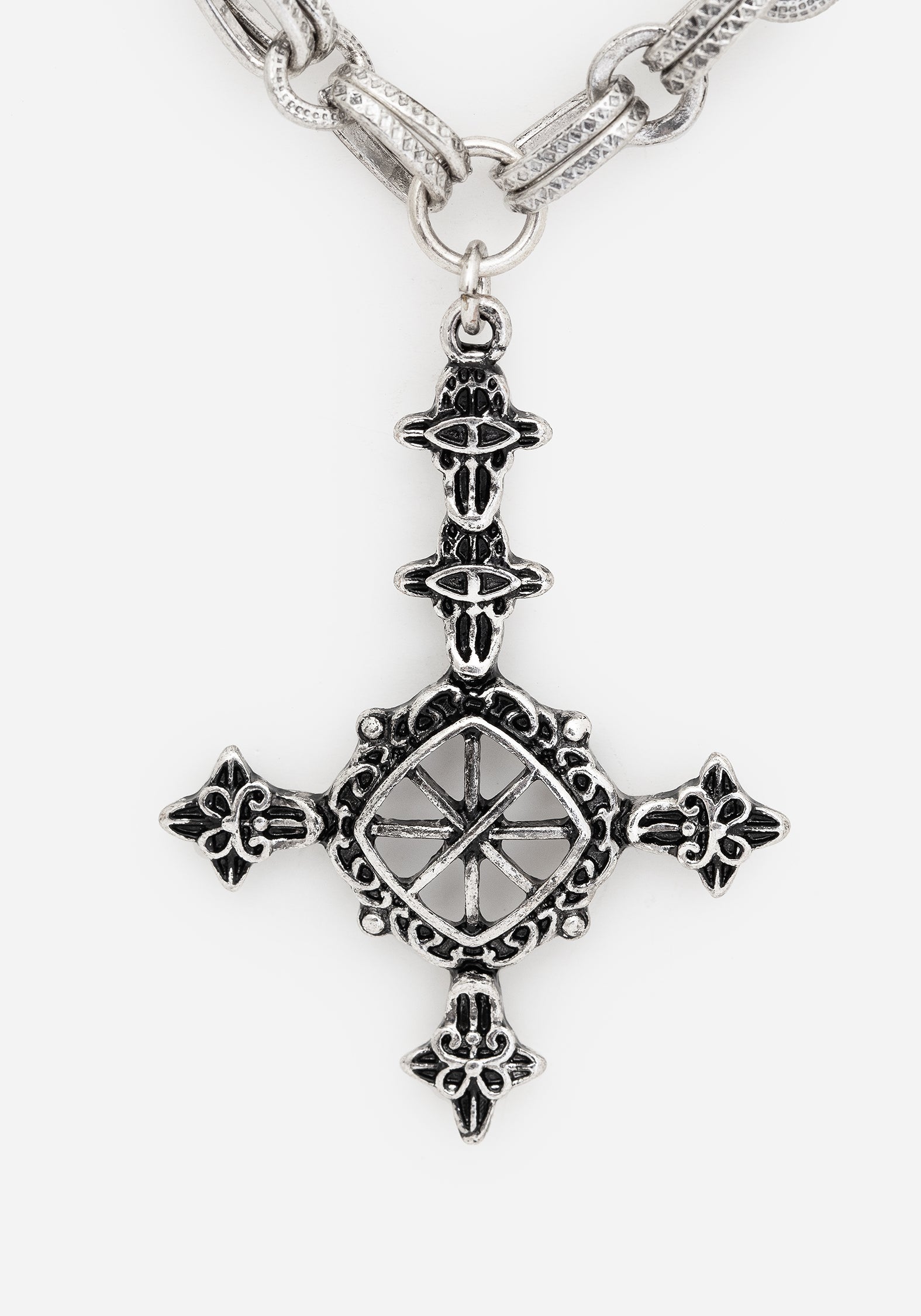Layered Cross Necklace in Silver with Adjustable Chains | Ciara