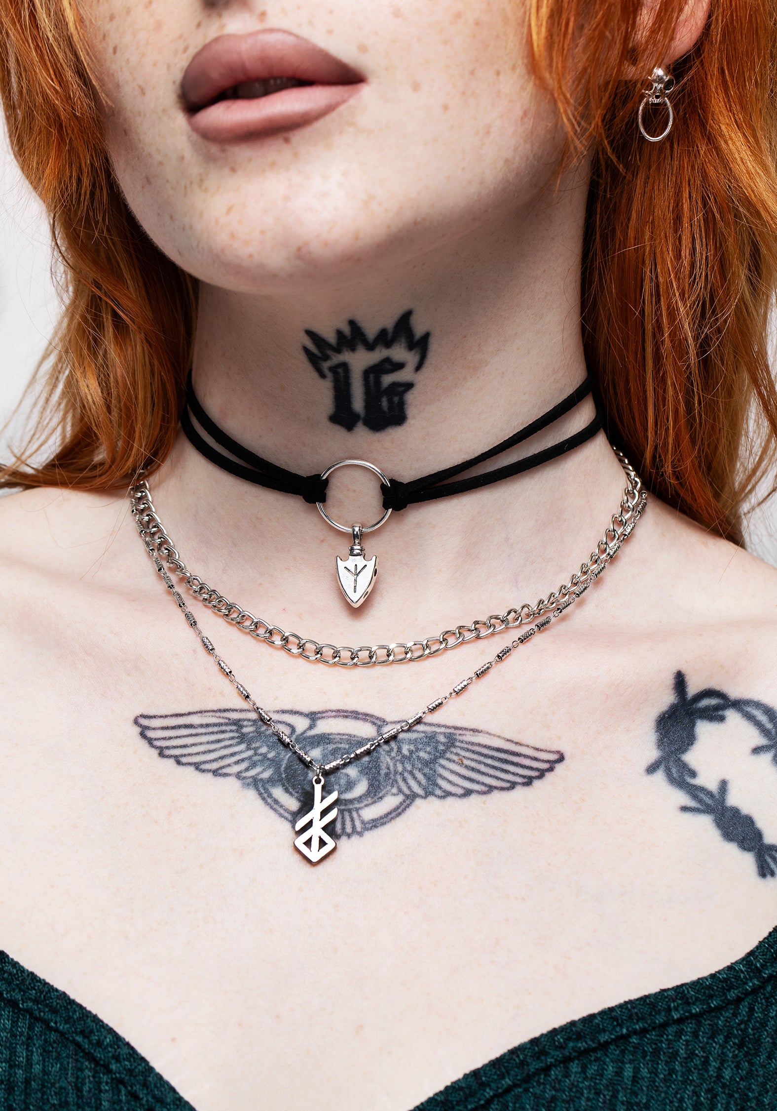 Viking Rune Layered Necklace with Silver Charms | Brunnhilde