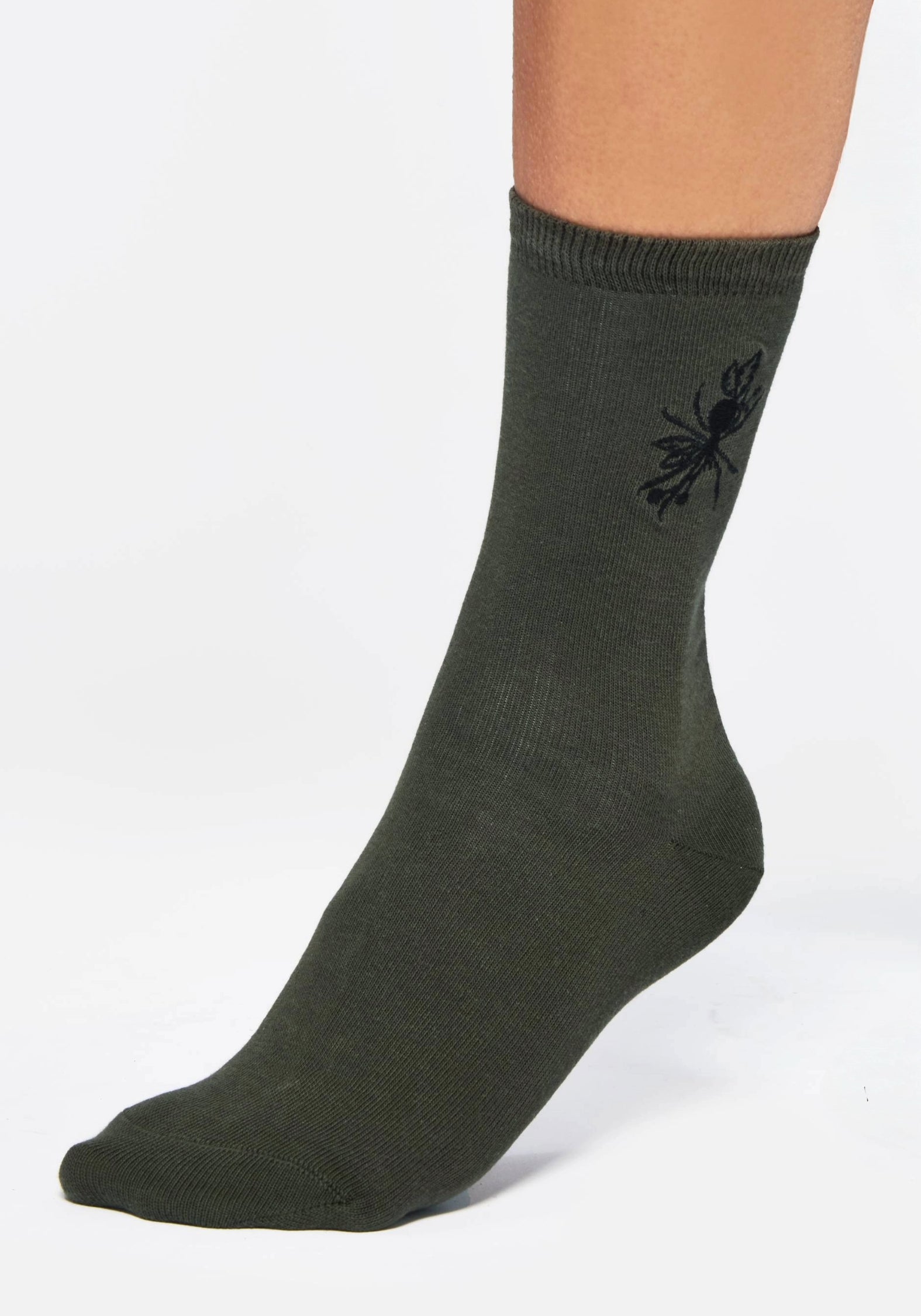 Green Spider Socks with Embroidery | Anansi