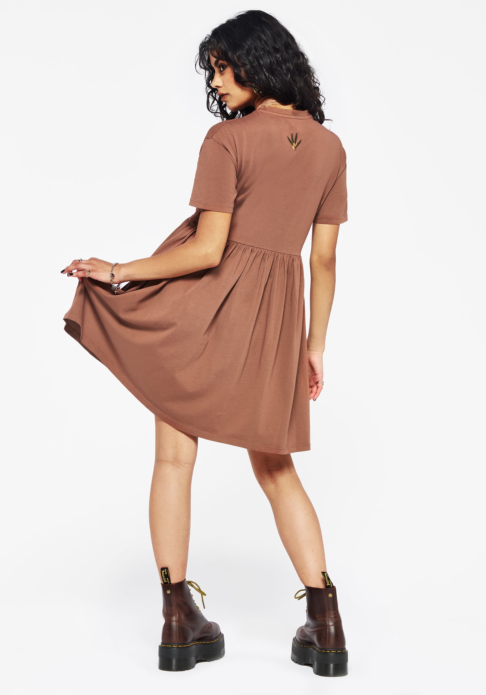 Embroidered Cotton Skater Dress | Griffinfly Mini Jersey Dress