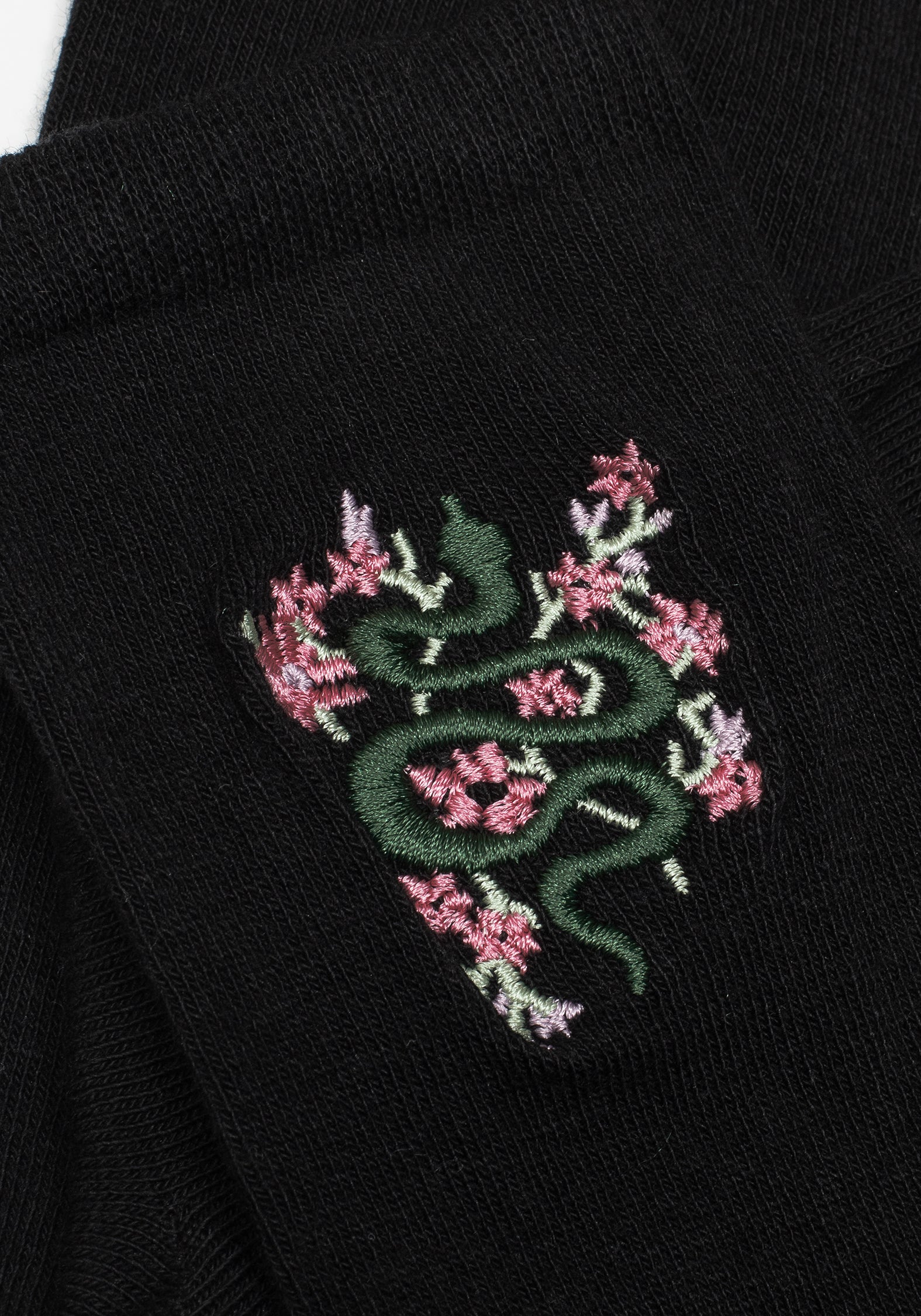 Snake Print Socks with Floral Embroidery | Twisted Snake