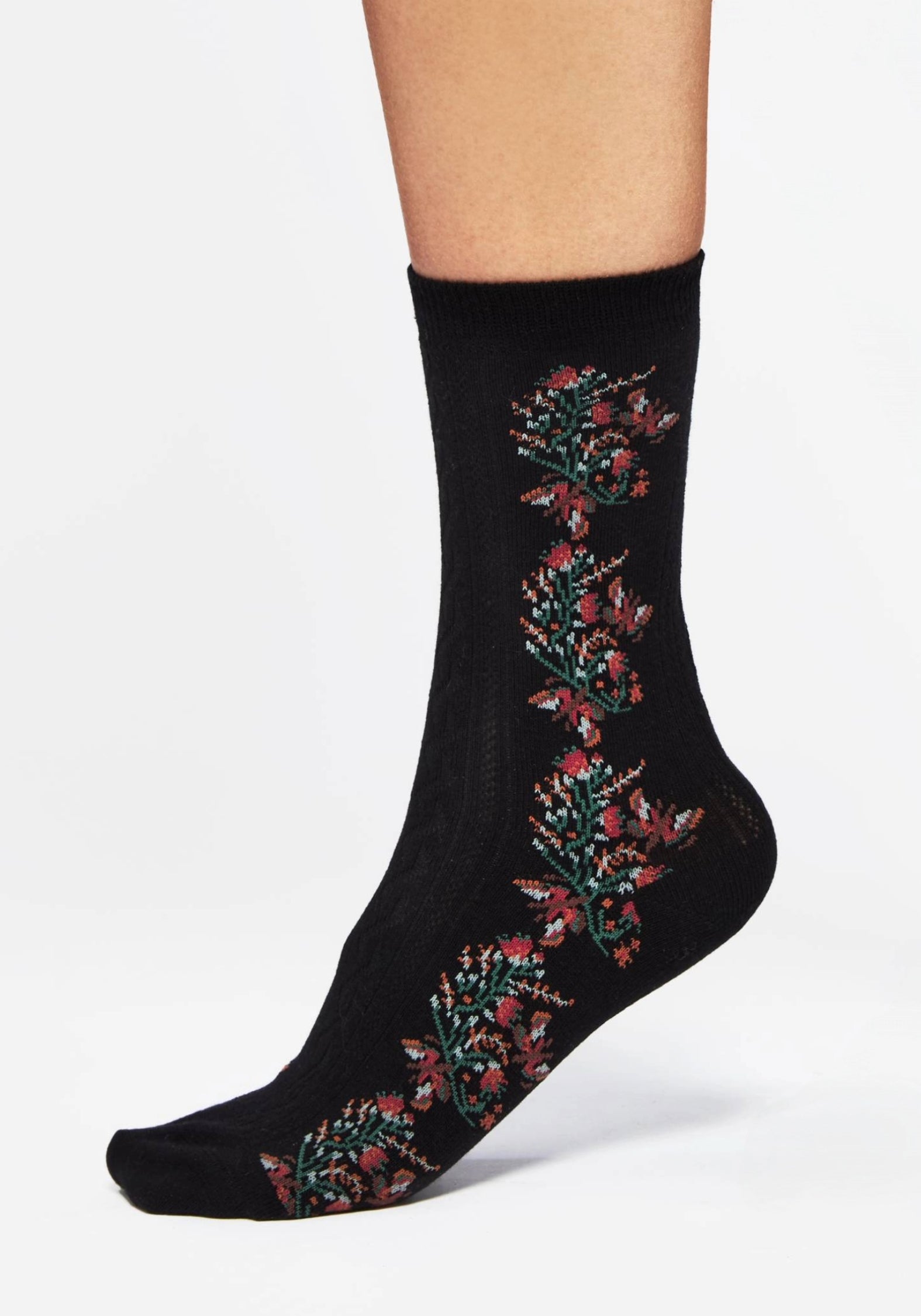Floral Knit Socks with Bee Pattern | Spectrum Cotton Blend