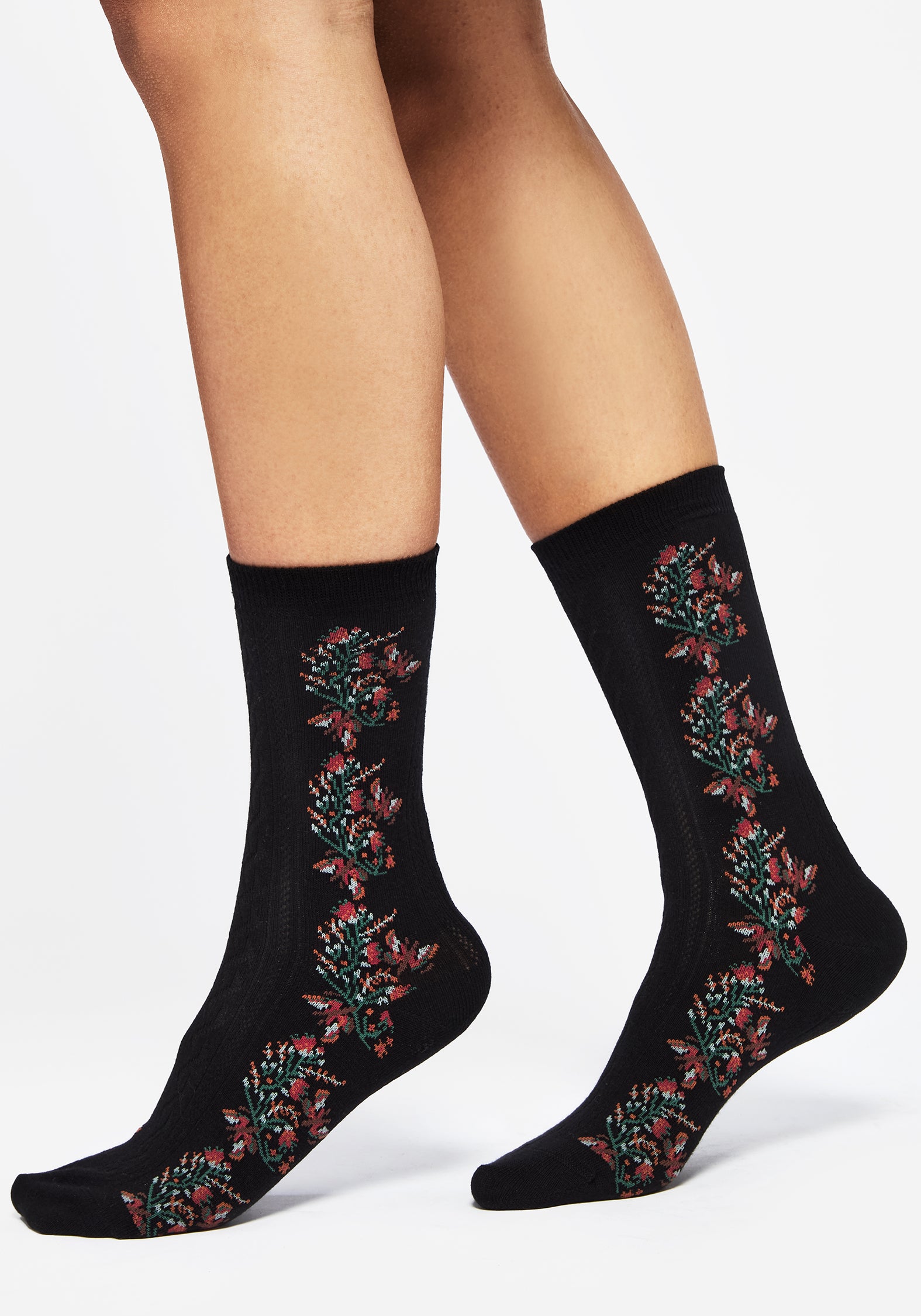 Floral Knit Socks with Bee Pattern | Spectrum Cotton Blend