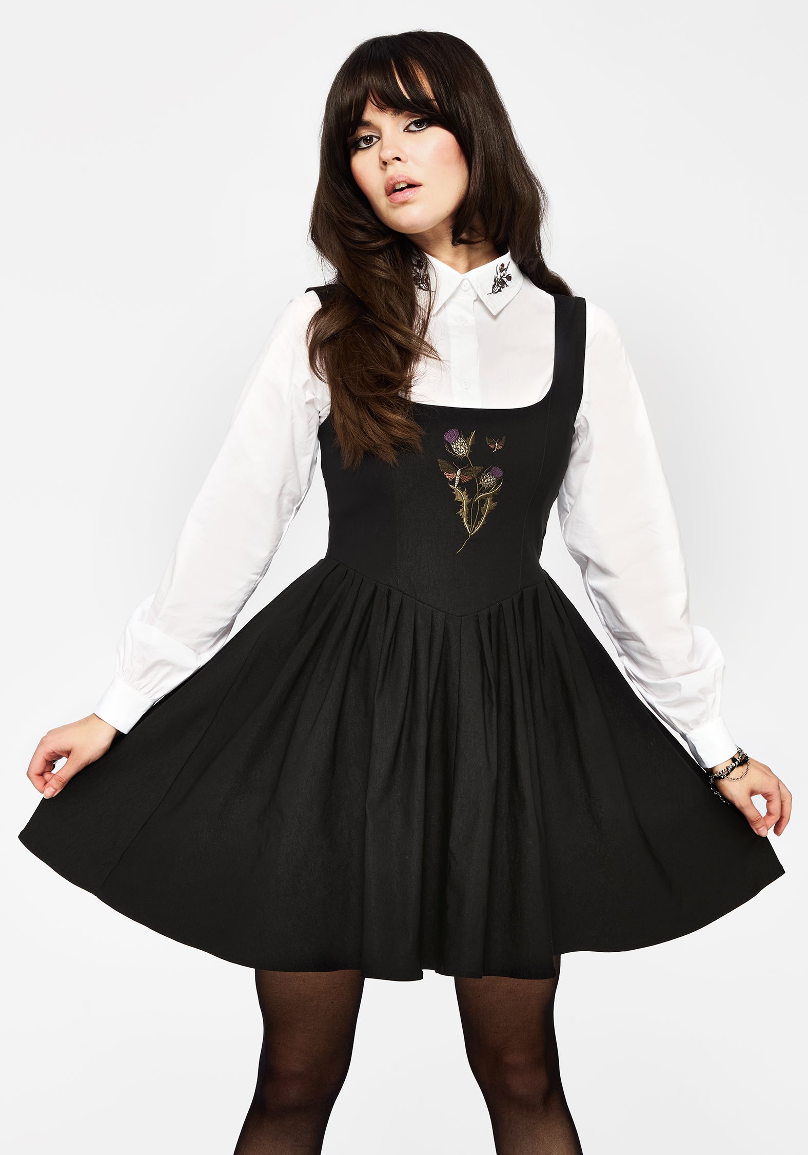 Embroidered Corset Mini Dress with Lace-Up Back | Despair Thistle