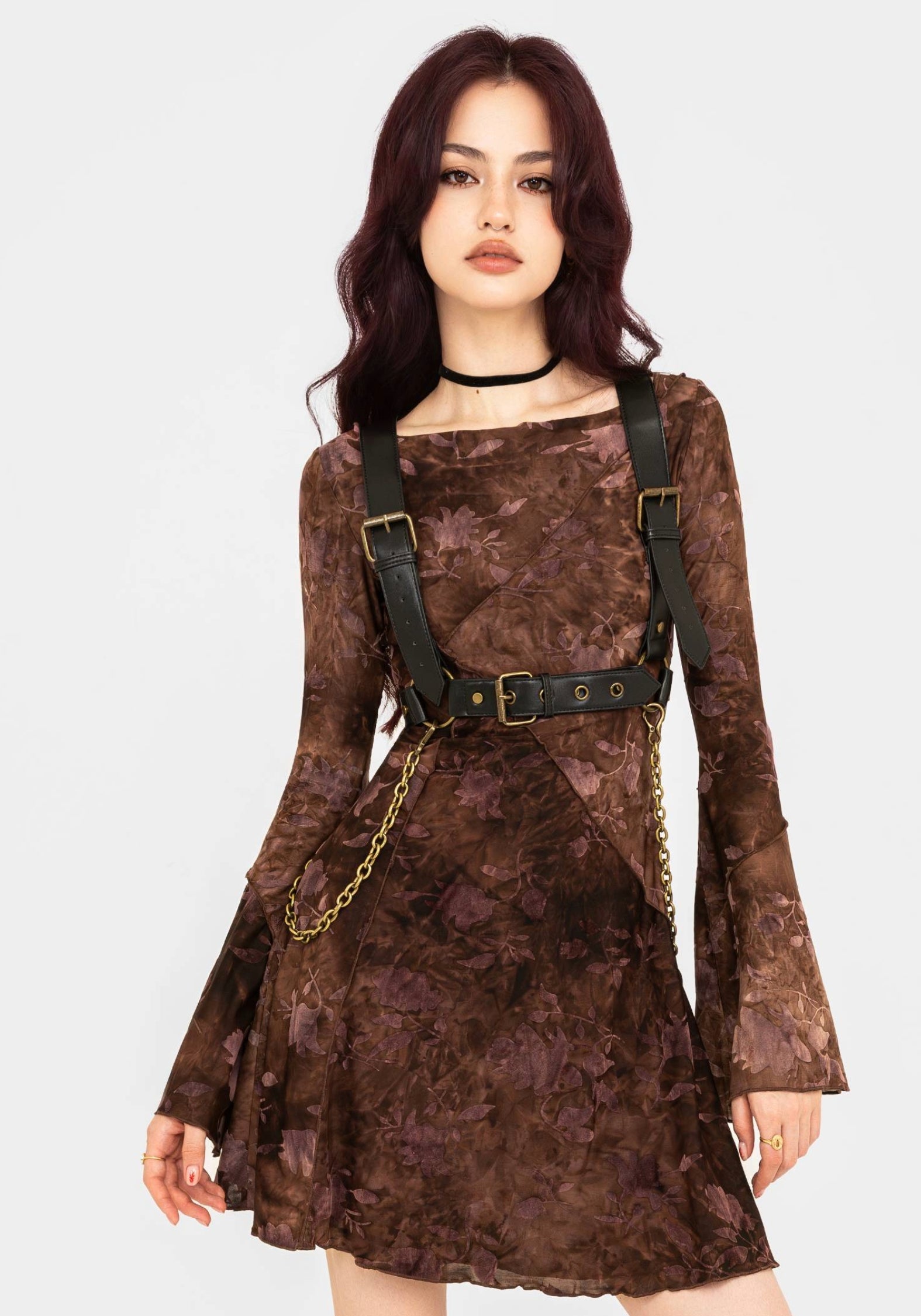 Floral Mini Dress with Long Sleeves & Slip | Serenade