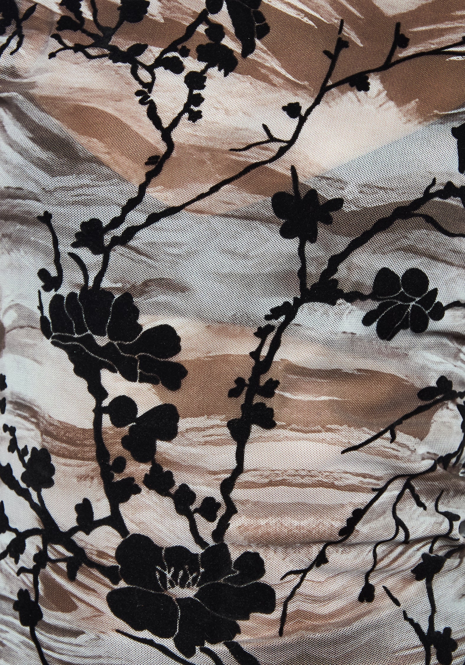 Flocked Mesh Short Sleeve Top with Floral Design | Wytchelm