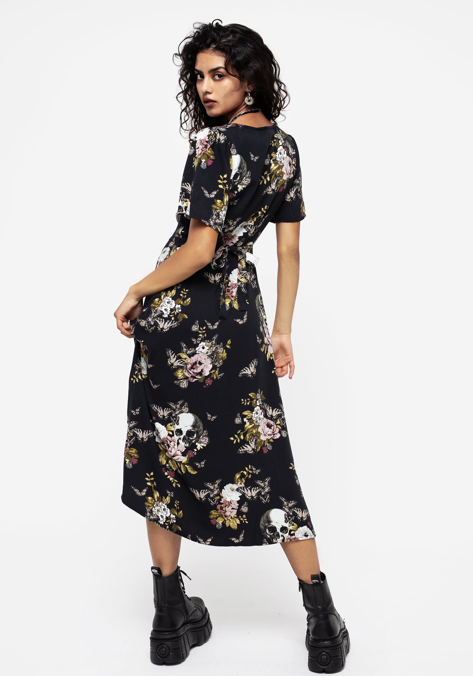 Floral V-Neck Button Up Midi Dress with Split Skirt | Revival