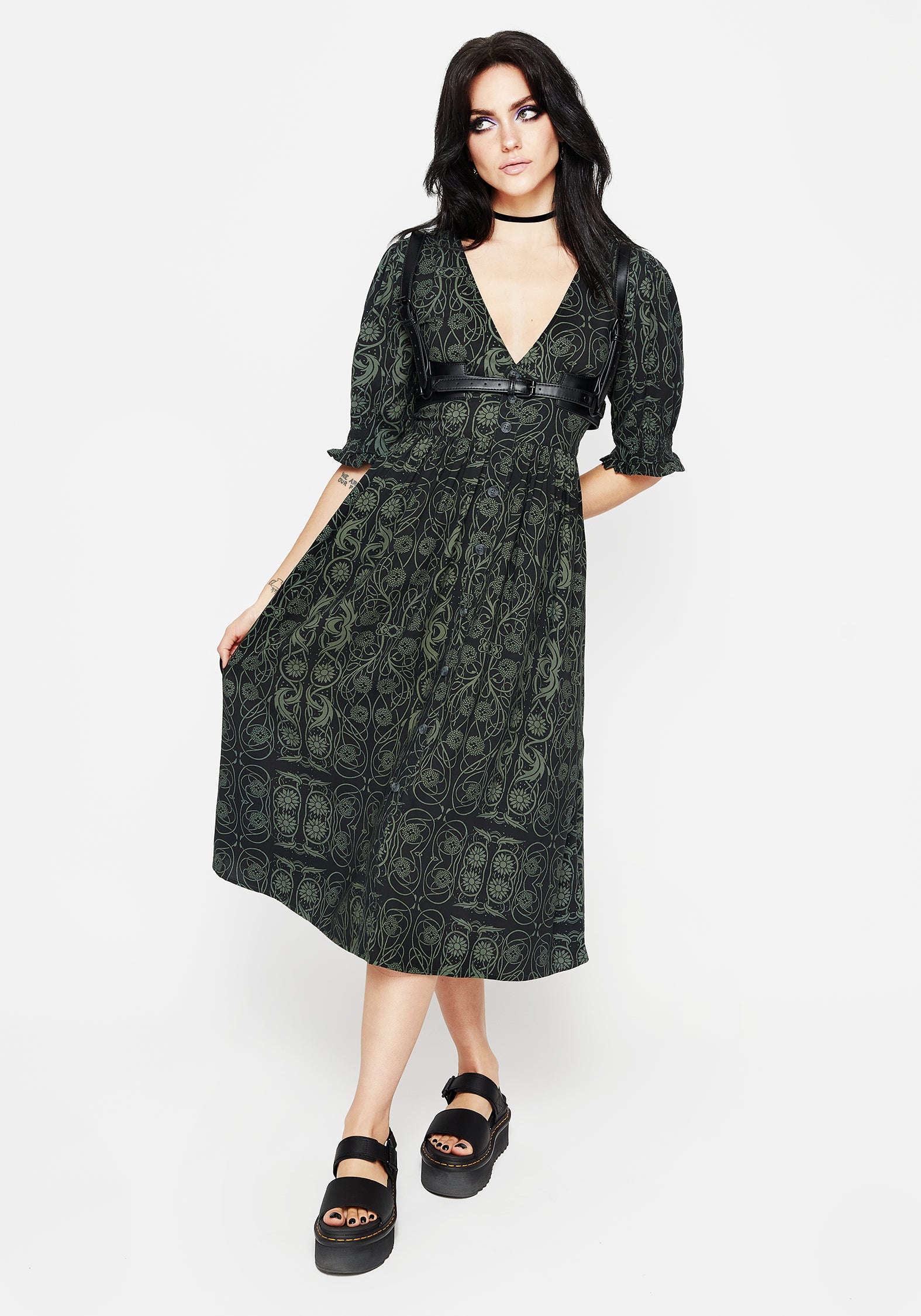 Celtic Print Midi Dress with Cut-Out Back | Fianna