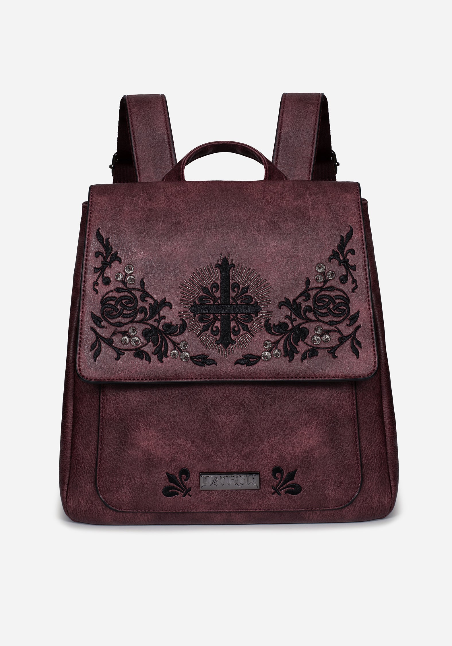 Embroidered Mini Backpack with Adjustable Straps | Elderberry