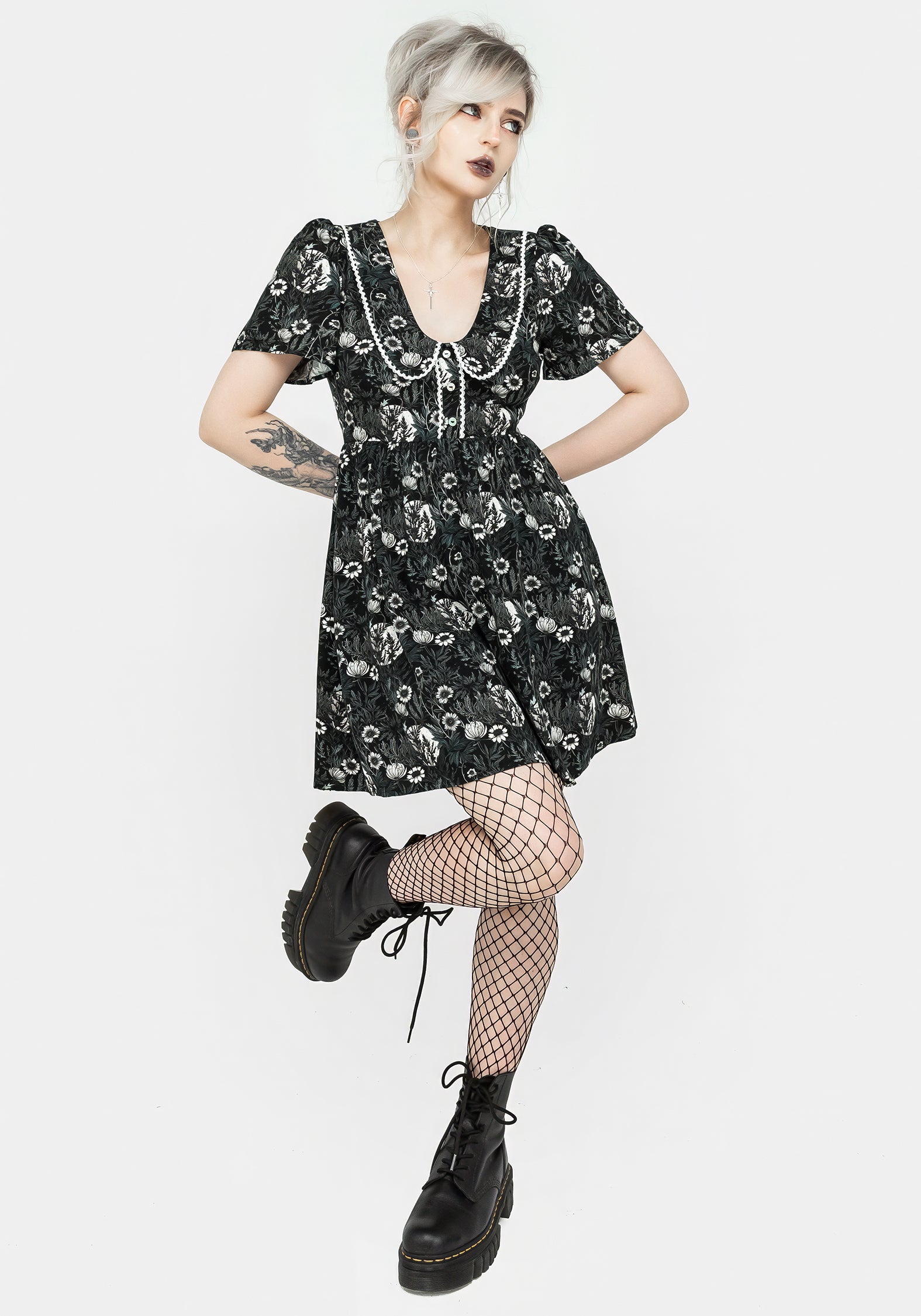 Floral Mini Dress with Peter Pan Collar | Nightbloom