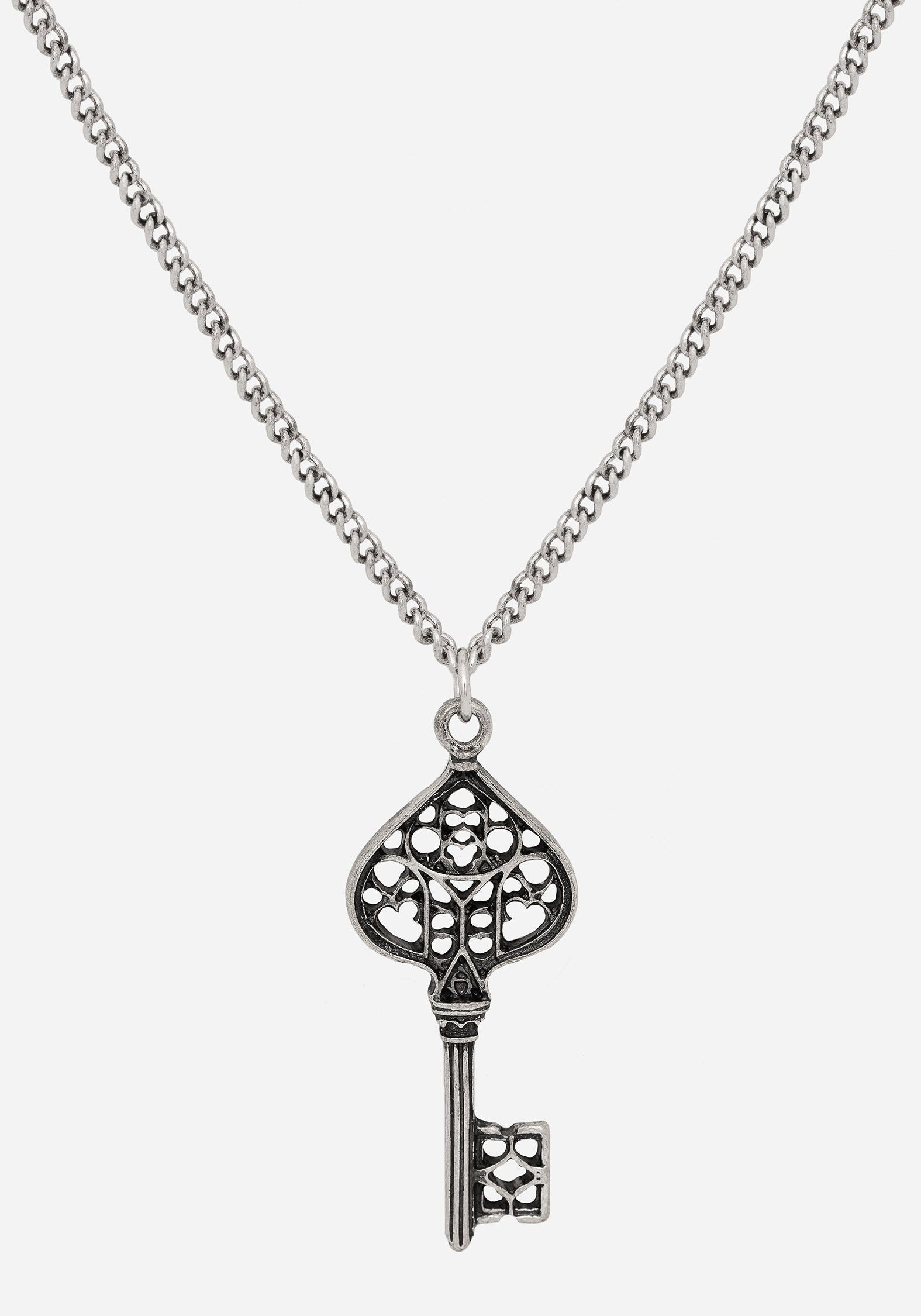 Gothic Key Pendant Necklace in Antique Silver | Claustrum