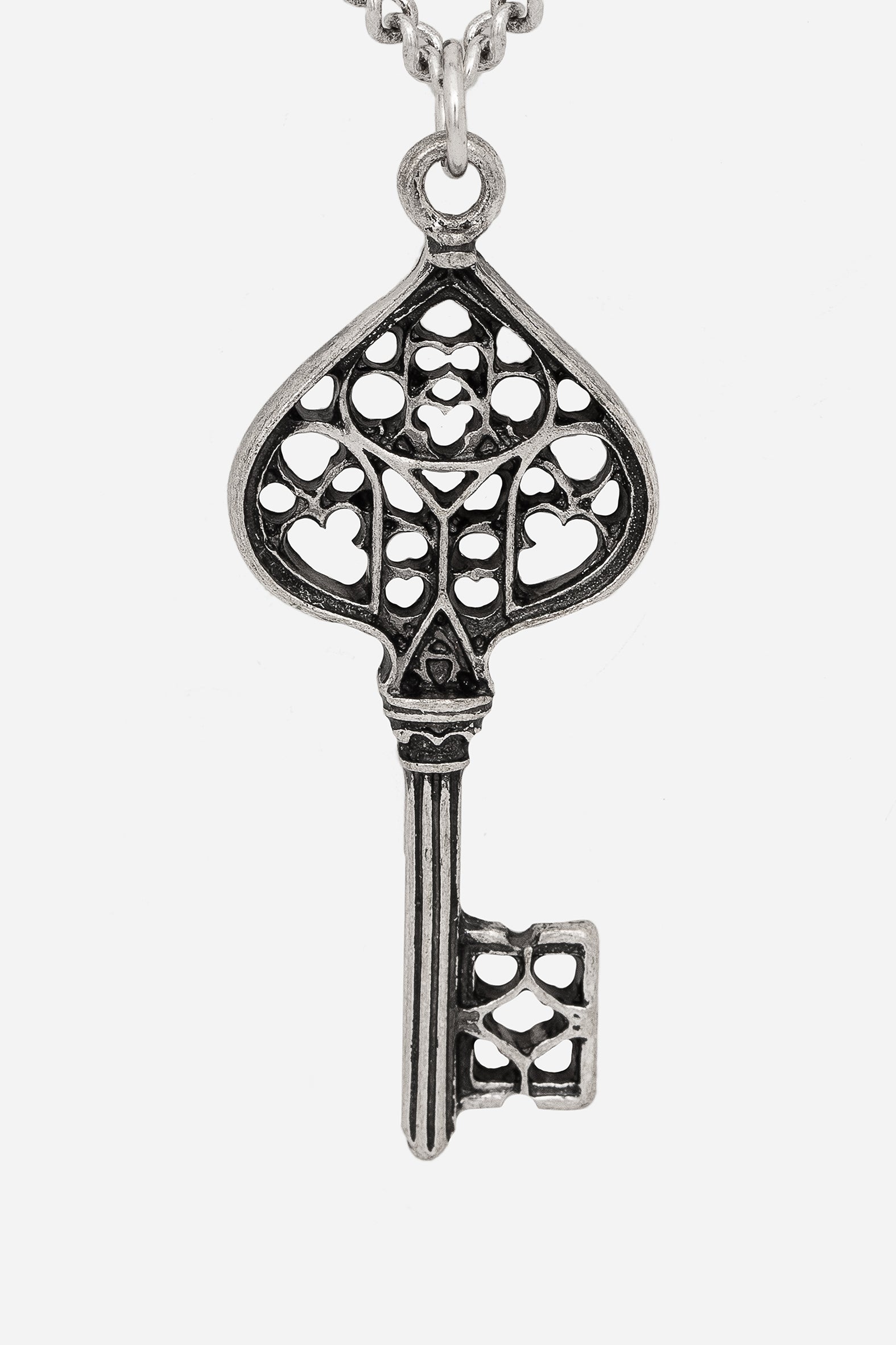 Gothic Key Pendant Necklace in Antique Silver | Claustrum