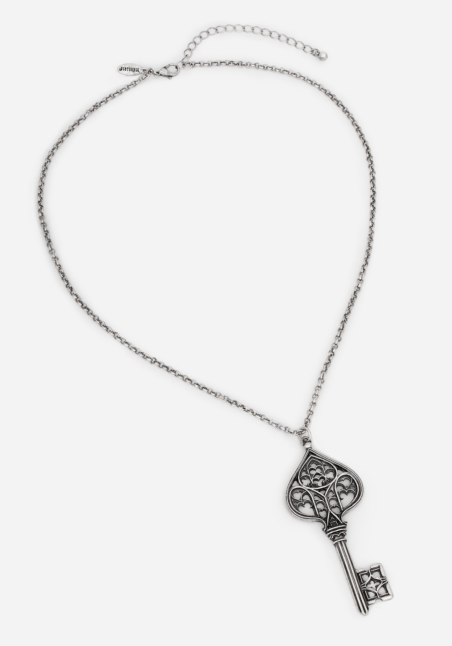 Gothic Key Pendant Necklace in Antique Silver | Claustrum