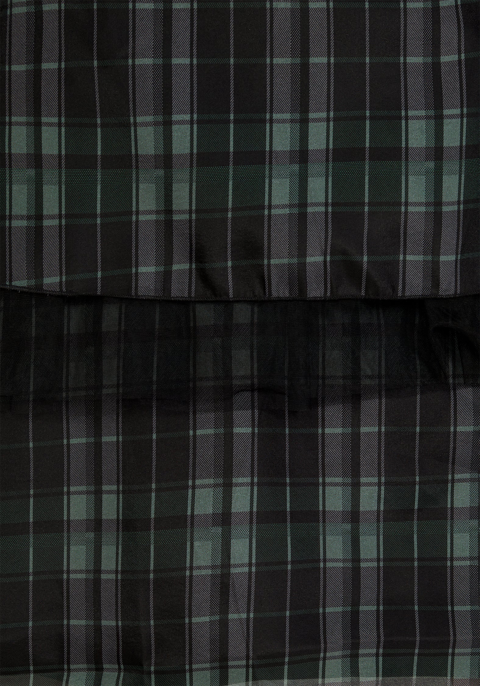 Black & Green Check Organza Puff Sleeve Midi Dress | Checkmate
