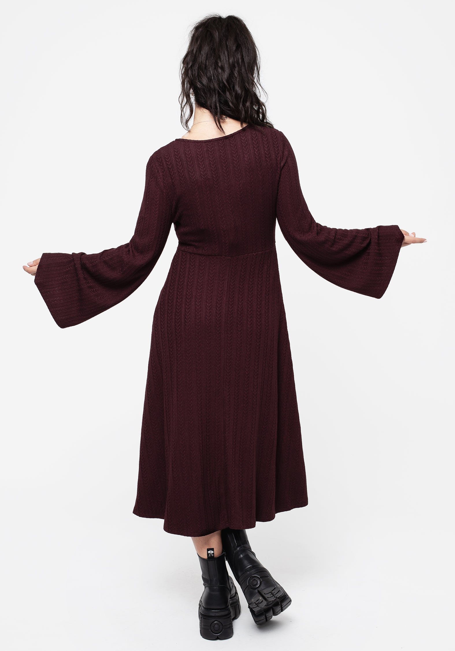 Longline Knit Cardigan Dress with V-Neck & Button Front | Sybil