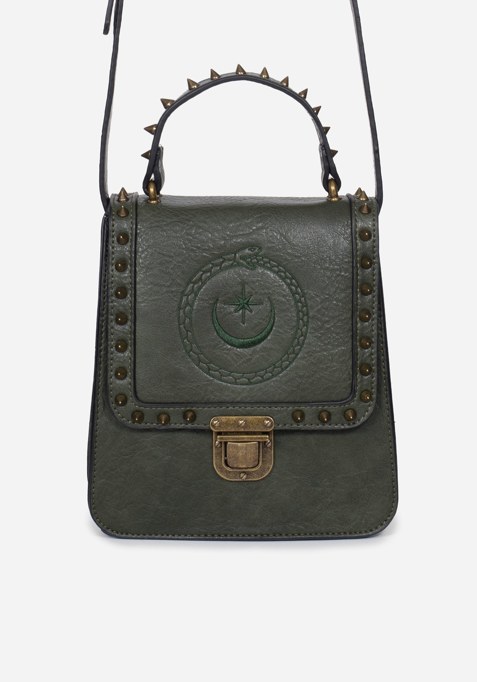 Green Snake Embroidered Mini Crossbody Bag | Ouroboros Satchel