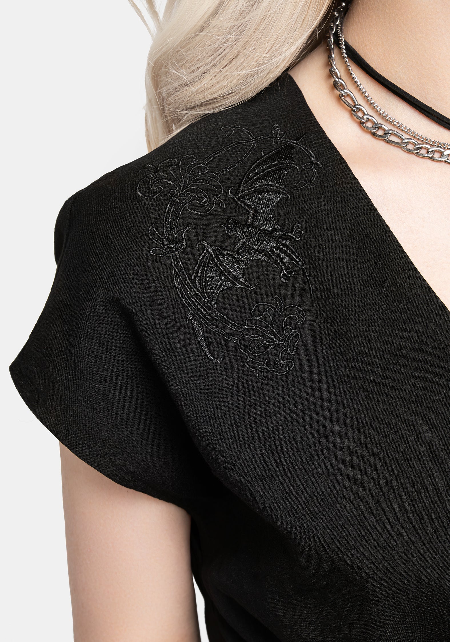 Black Bat Embroidered Jumpsuit for Women | Vampyrum
