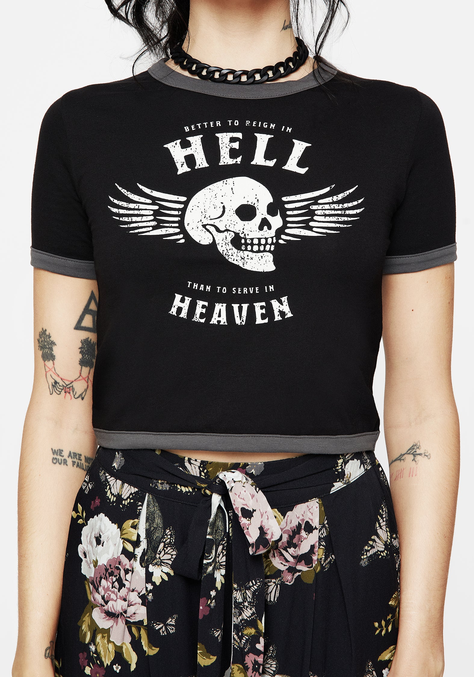 Skull Graphic Print Crop Tee for Women | Rebellion & Comfort