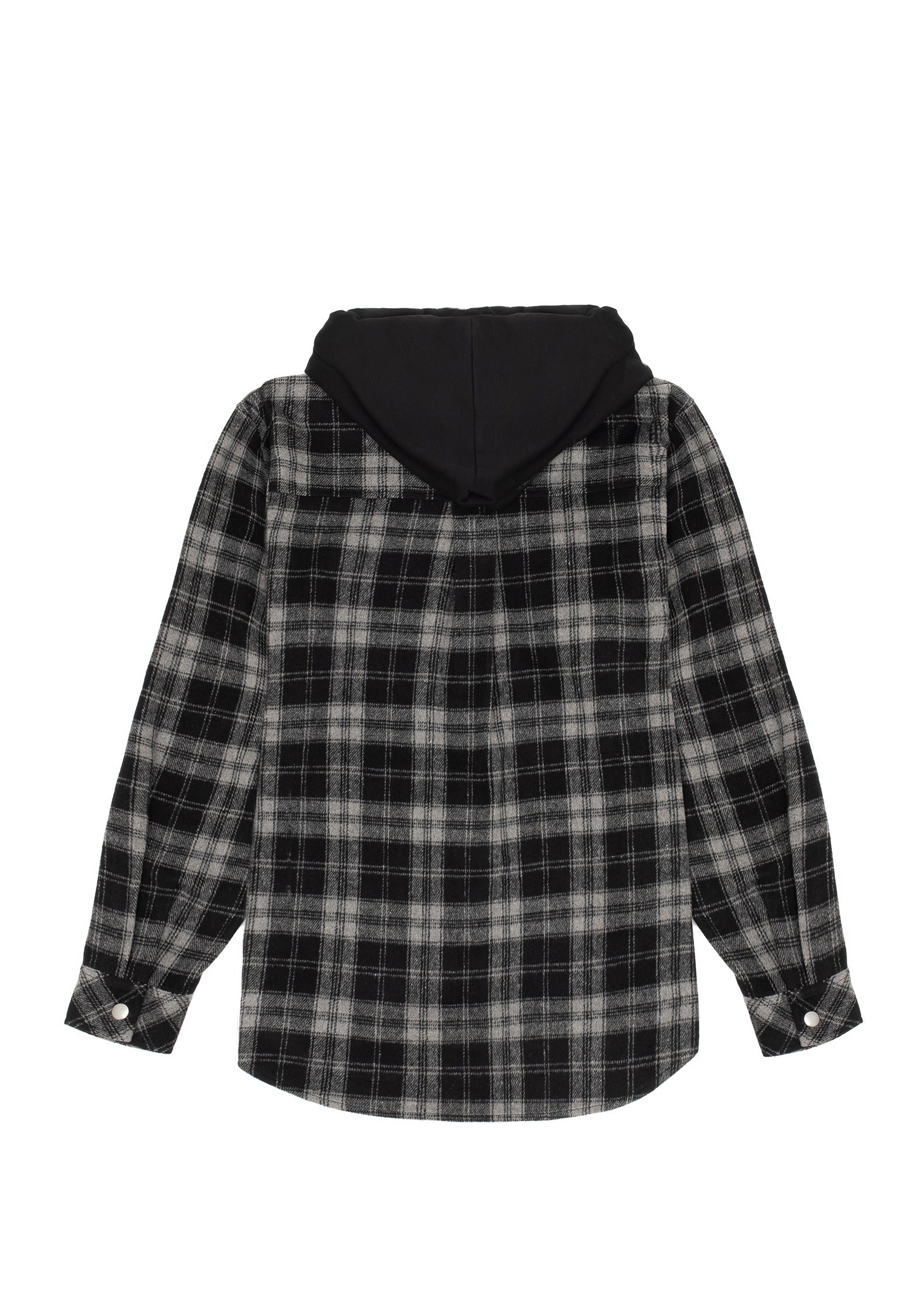 Grey Check Shacket with Removable Hood | Unisex Flannel Jacket