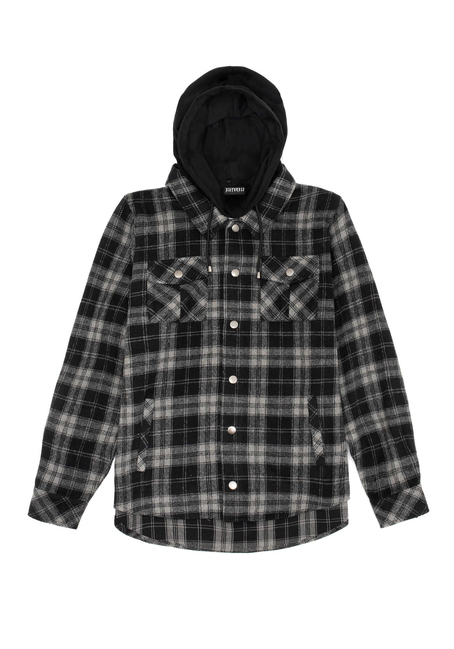 Grey Check Shacket with Removable Hood | Unisex Flannel Jacket