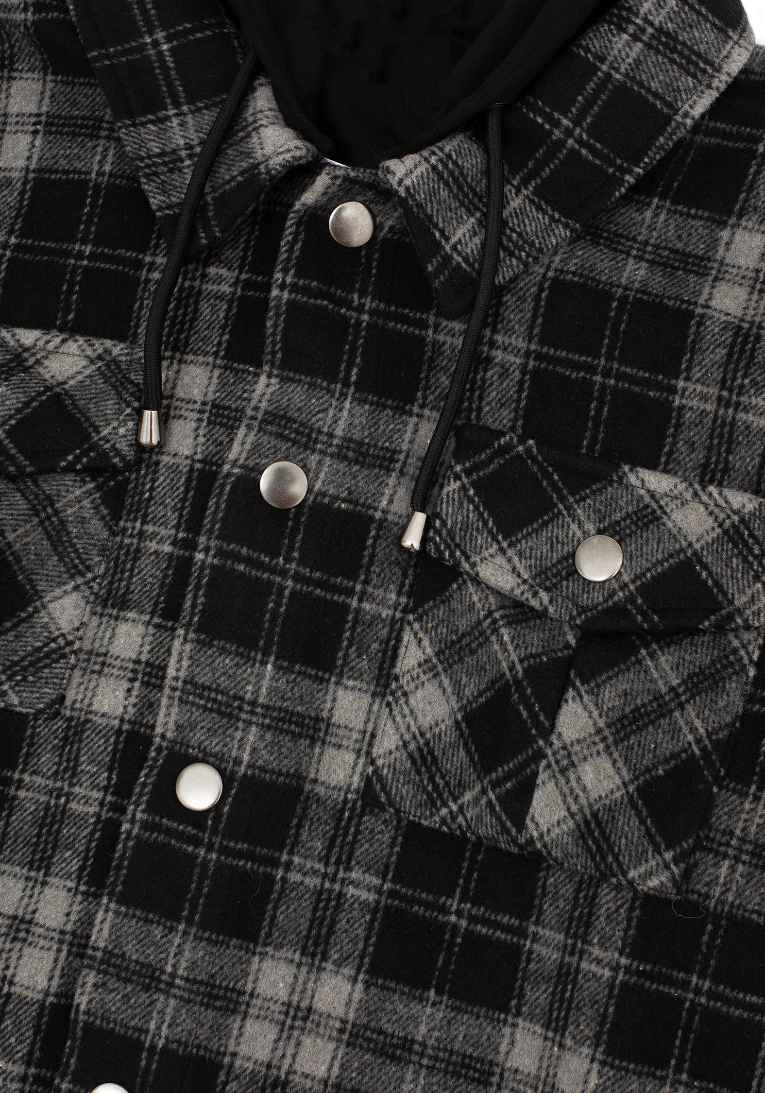 Grey Check Shacket with Removable Hood | Unisex Flannel Jacket