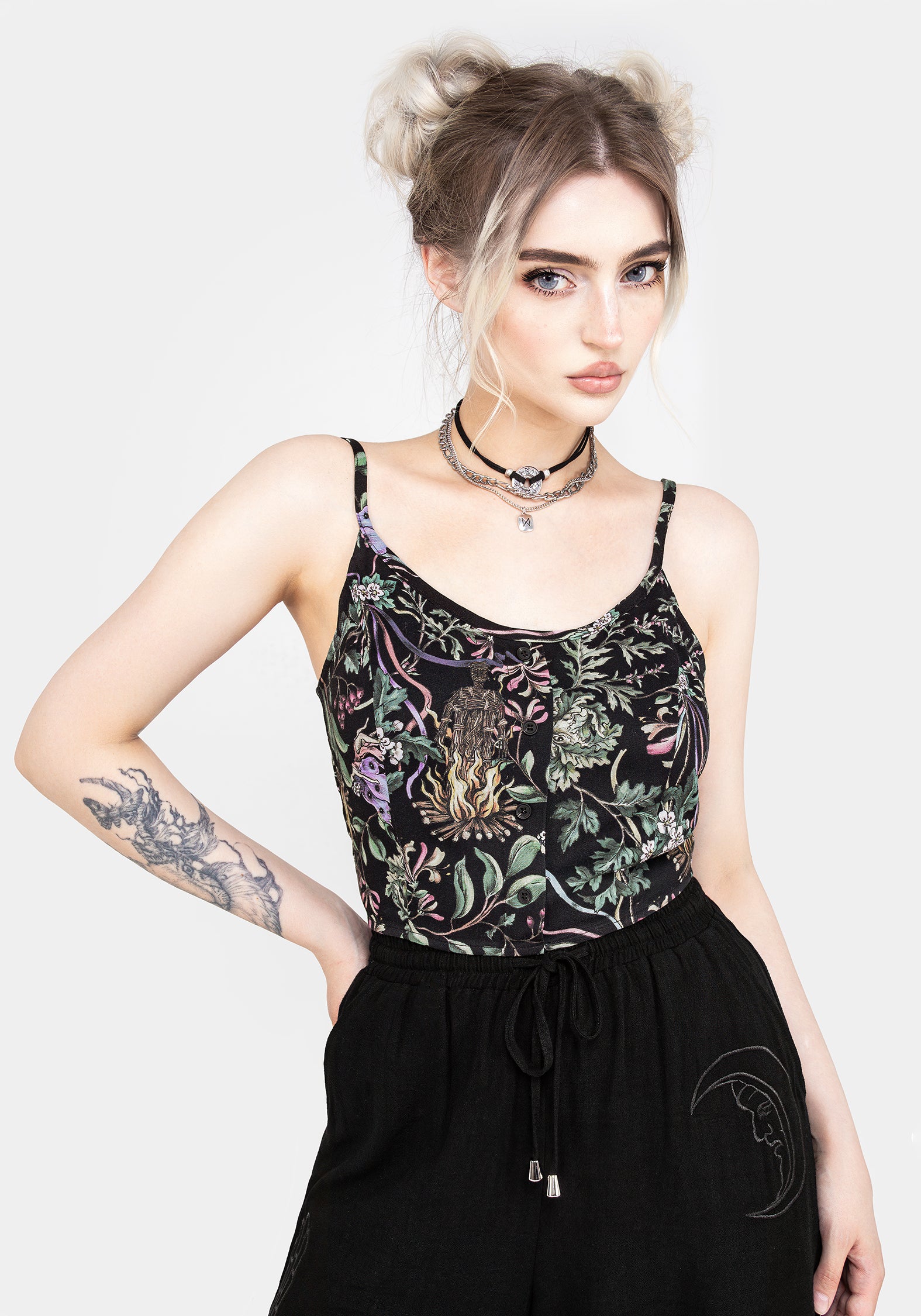 Floral Wicca Fairy Cami Crop Top | Beltane Summer Top