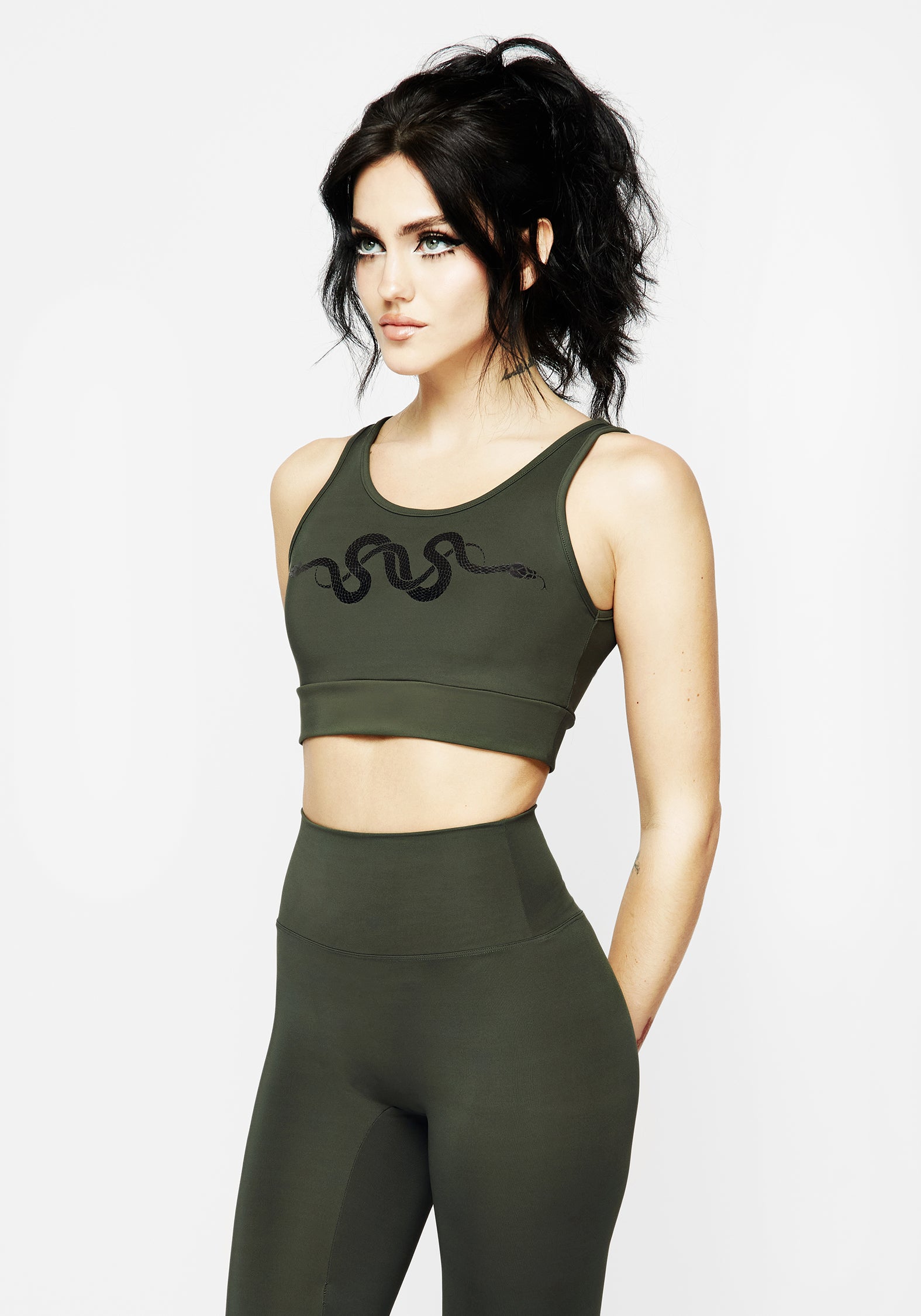 Green Snake Print Racerback Sports Bra | Venin Athleisure