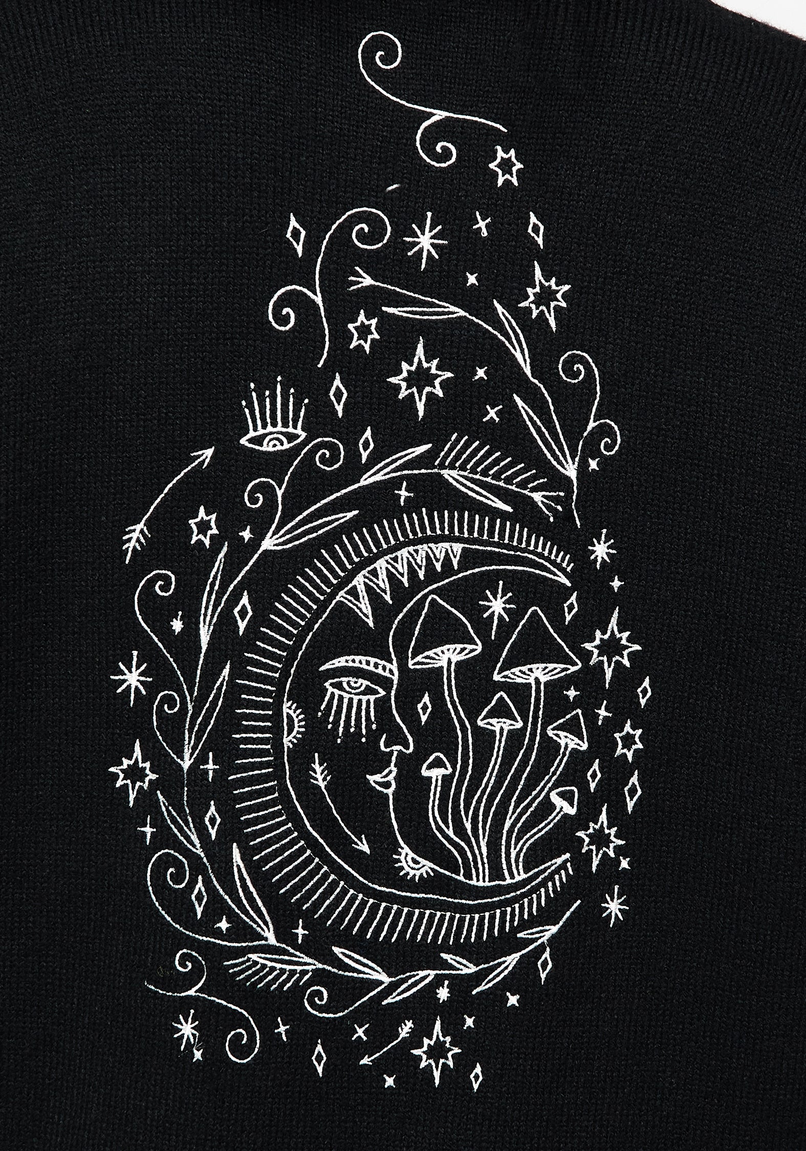 Embroidered Longline Cardigan with Celestial Motif | Marzanna