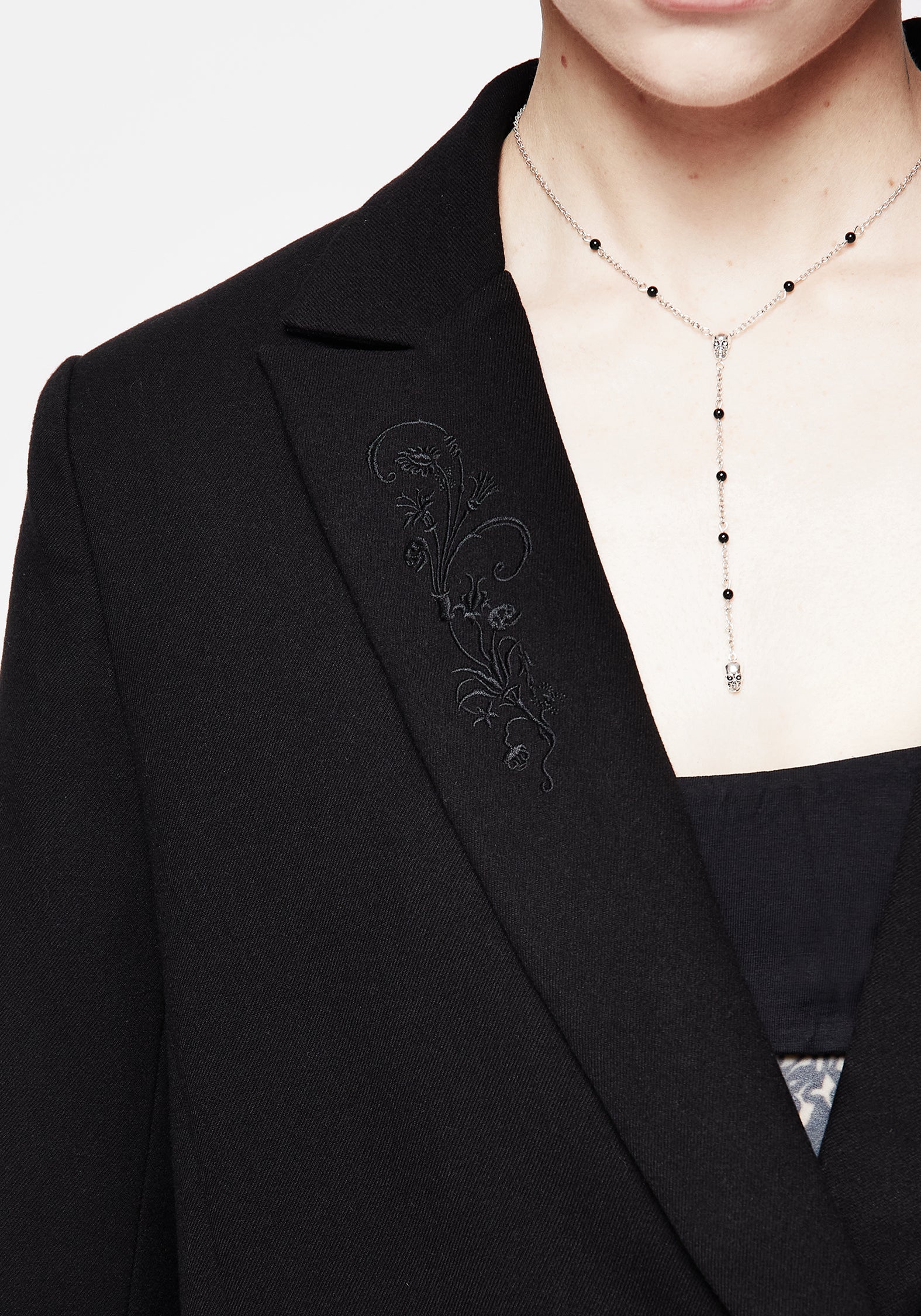 Black Embroidered Oversized Blazer for Women | Poe Tailored Jacket