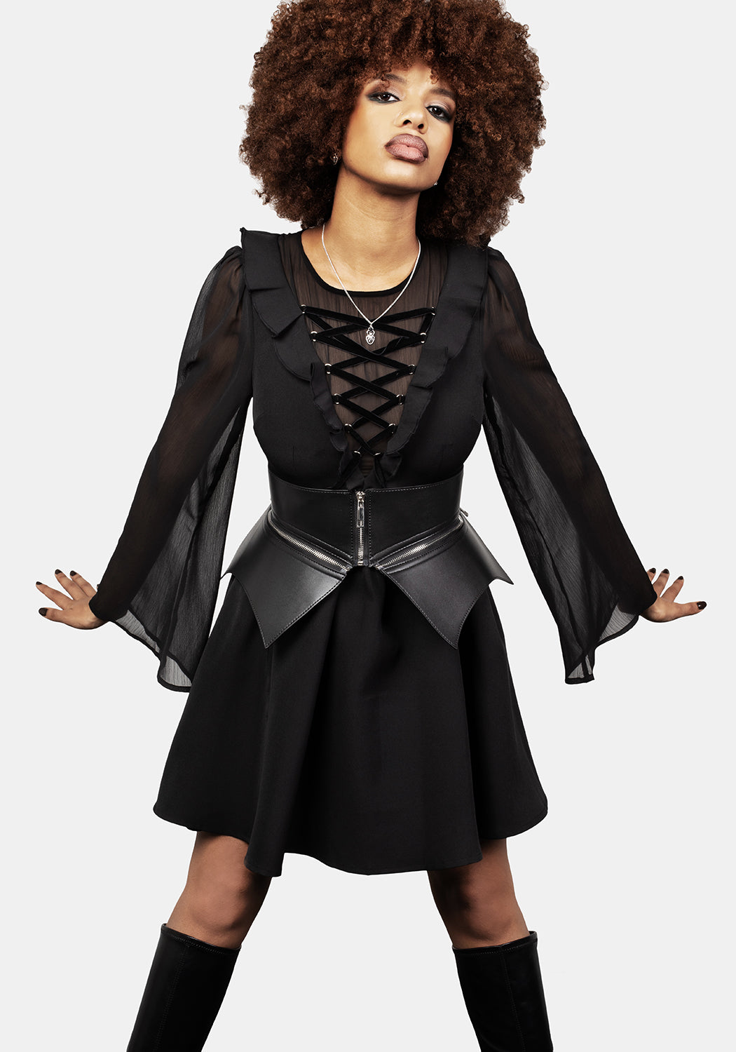 Peplum Waist Belt with Adjustable Buckle & Zipped Panels | Bettie