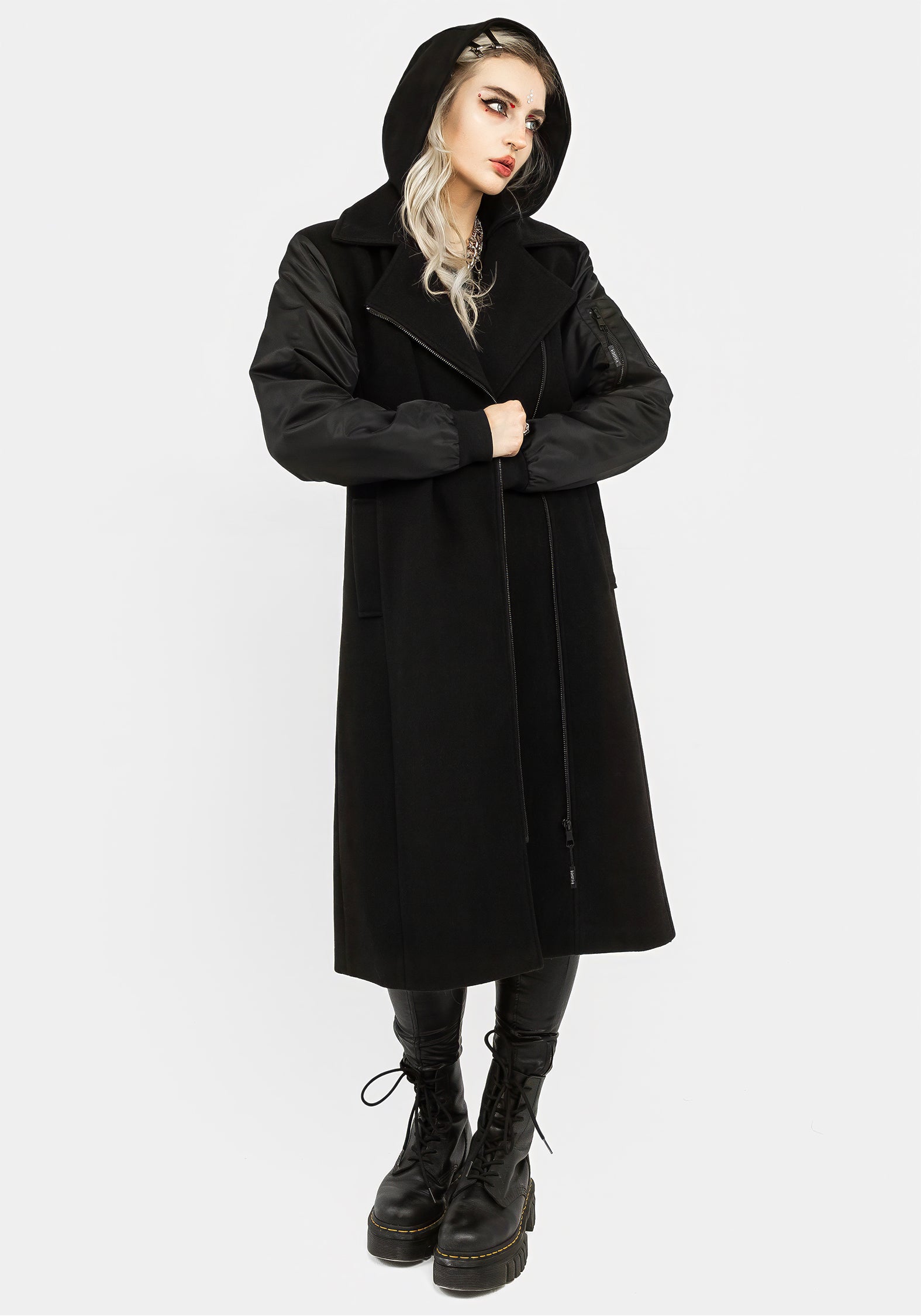 Longline Bomber Jacket with Detachable Hood & Padded Sleeves | Zara