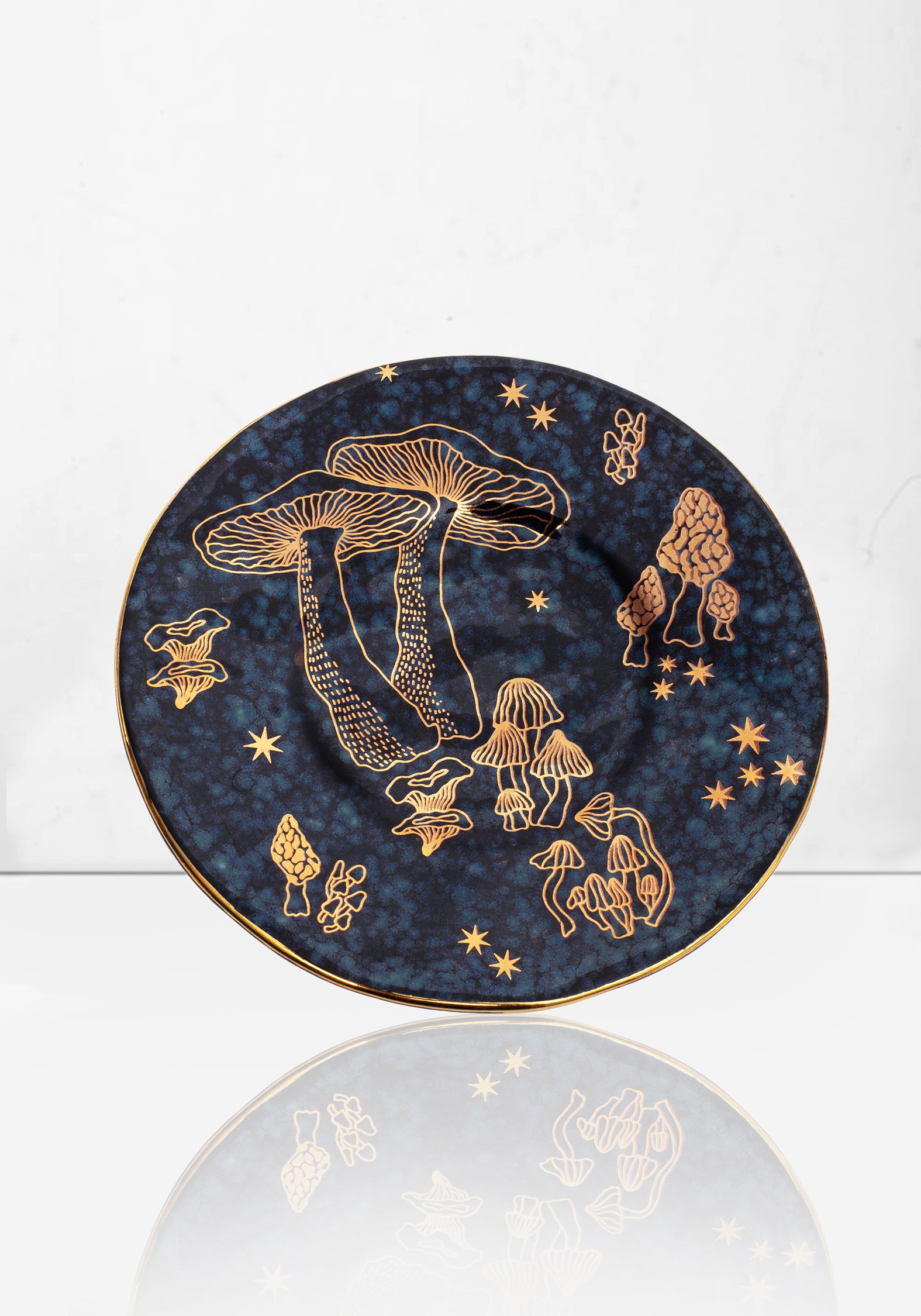 Gold-Foiled Mushroom Trinket Dish | Faefire Ceramic