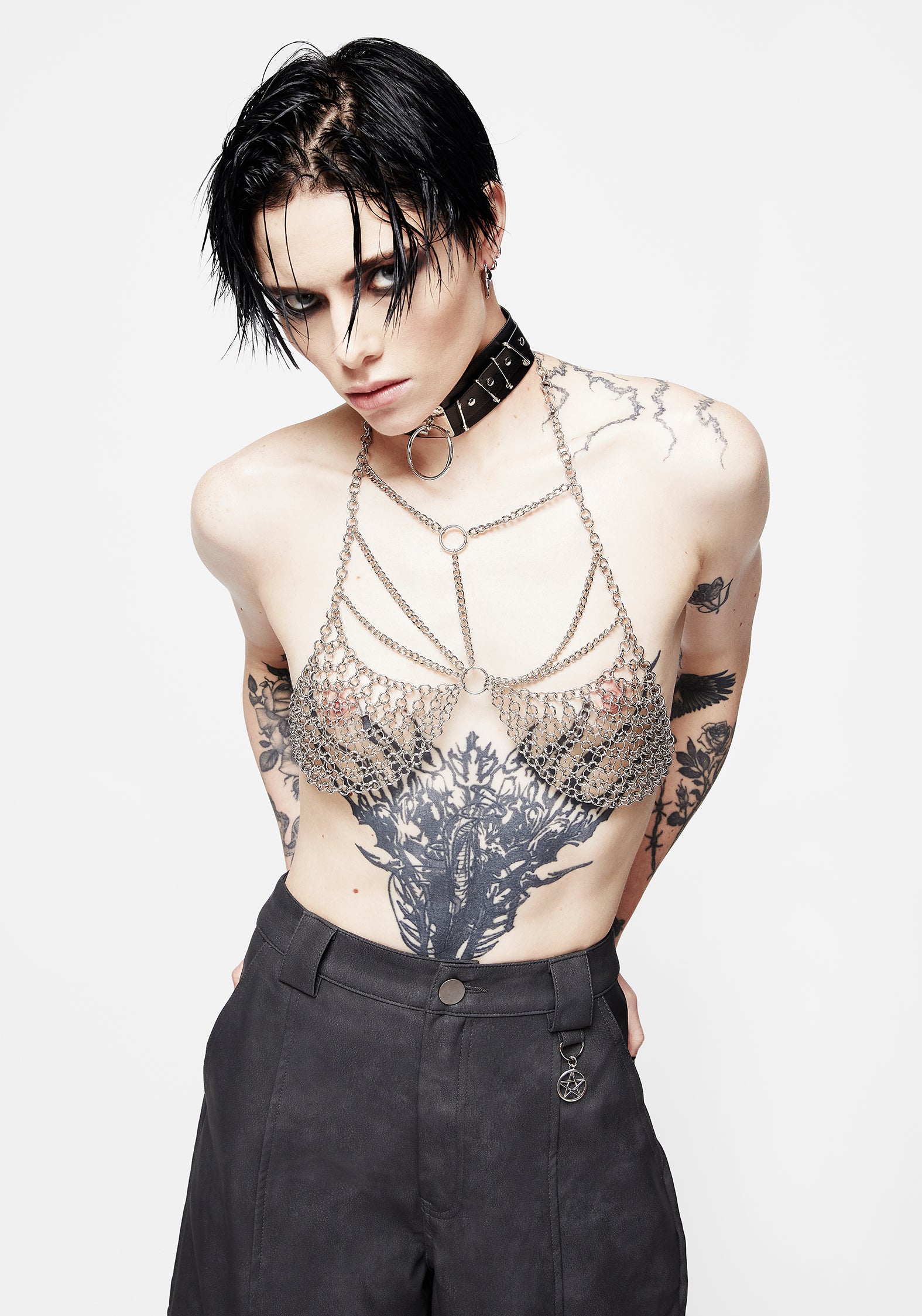 Silver Chainmail Bralet with Adjustable Straps | Valeria