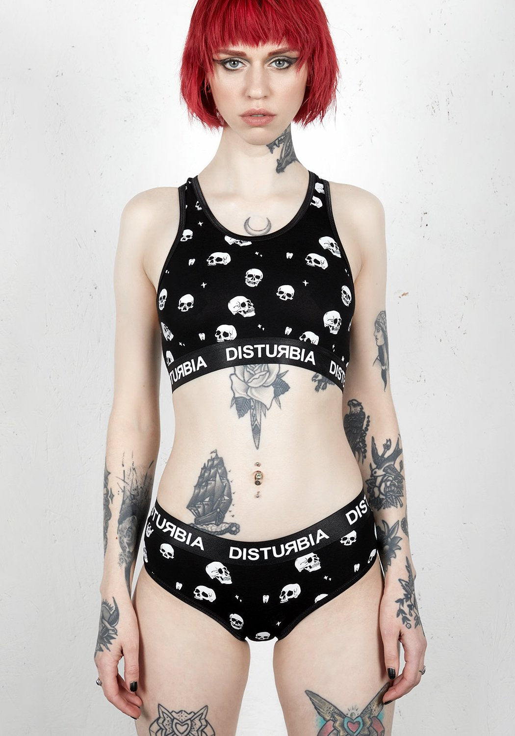 Skull Print Cotton Bralet for Yoga & Comfort | Disturbia