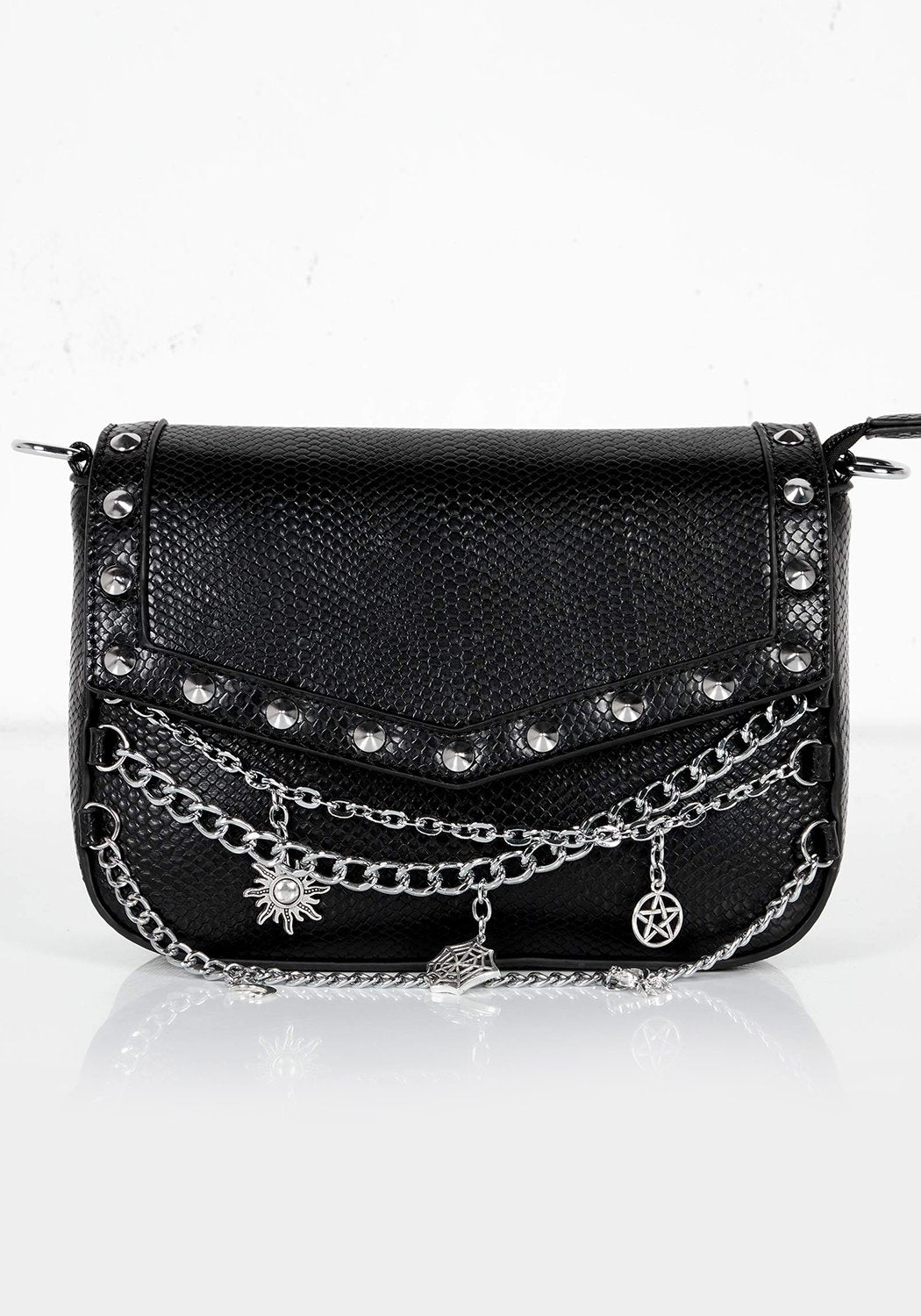 Gothic Shoulder Bag with Charms & Adjustable Strap | Charmed