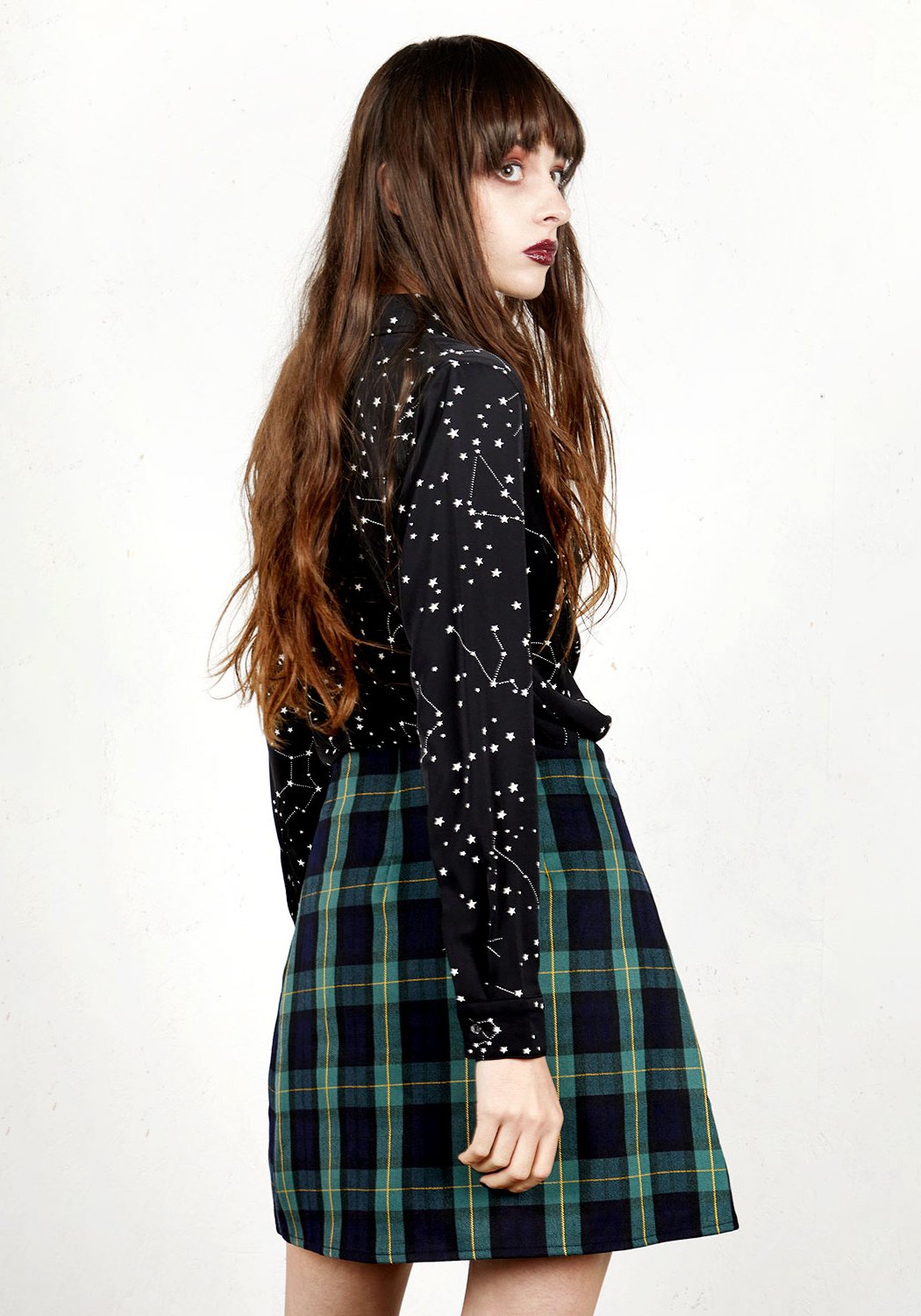 Wrap Mini Skirt with Check Pattern & Split Front | Creed