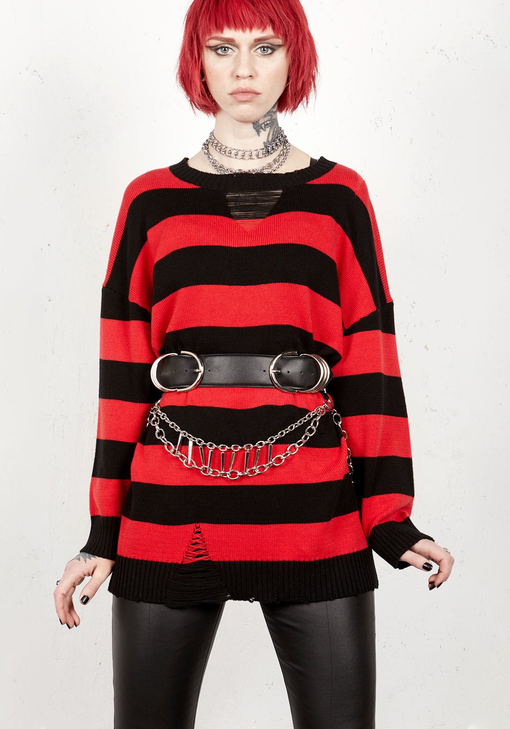 Double Buckle Waist Belt with Chains & Spikes | Damned