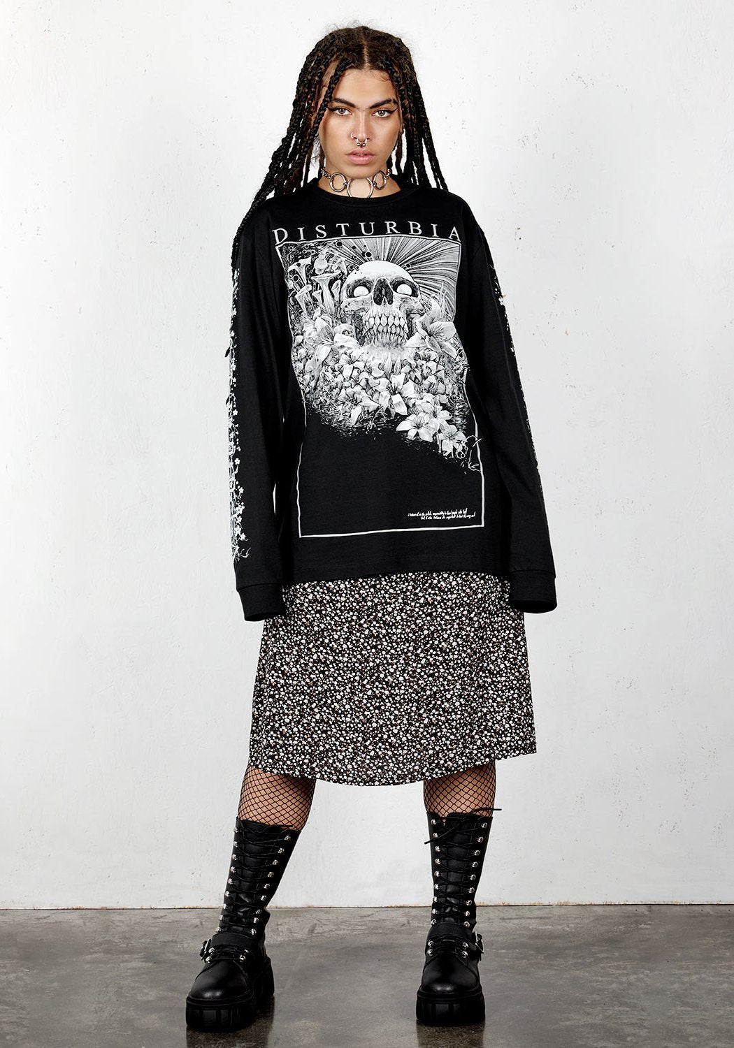 Organic Cotton Long Sleeve Tee with Screen-Prints | Disturbia x Godmachine