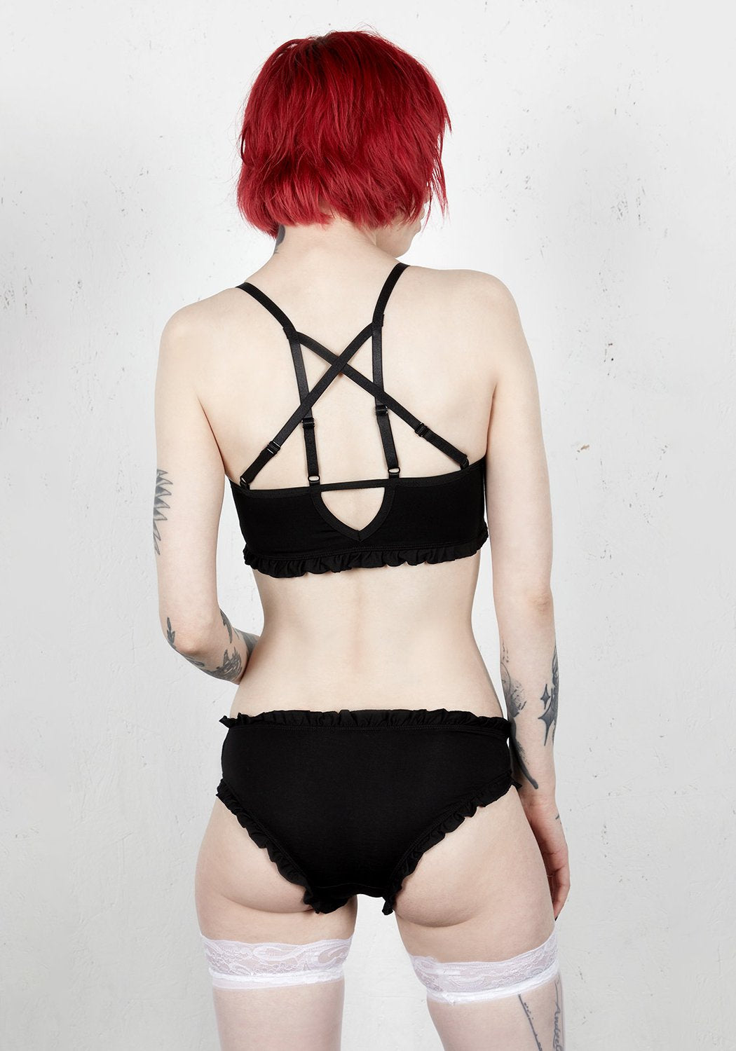 Gothic Cotton Hipster Briefs with Pentagram Embroidery | Damned