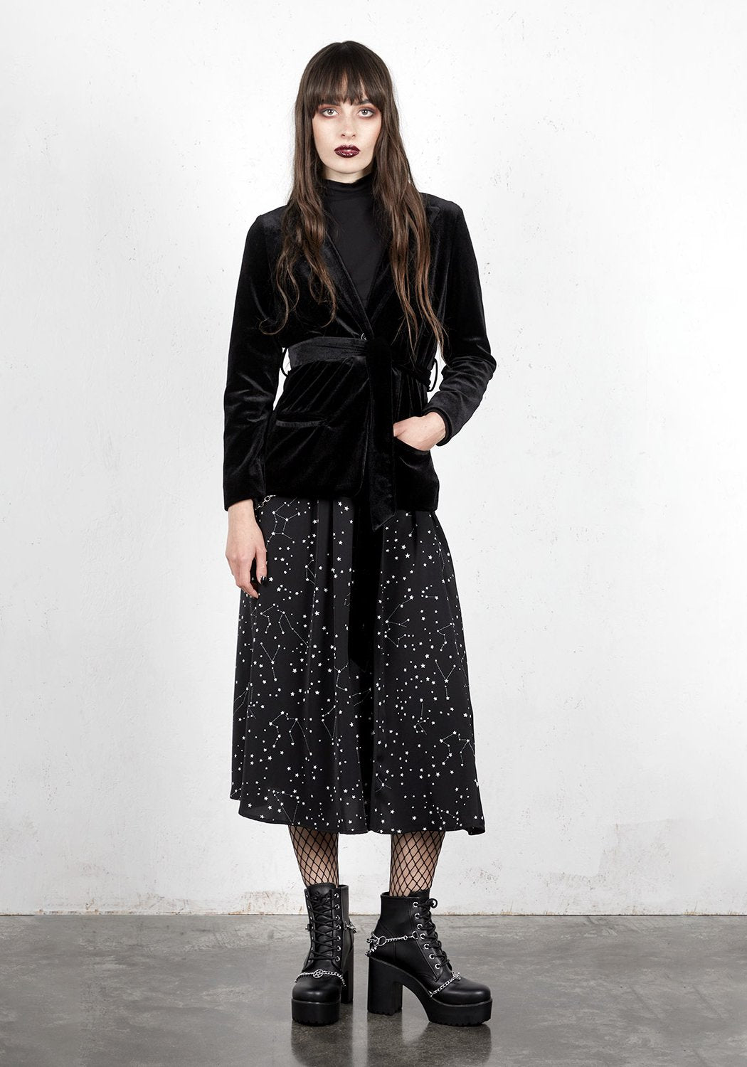 Crushed Velour Blazer with Belt & Pockets | Draco
