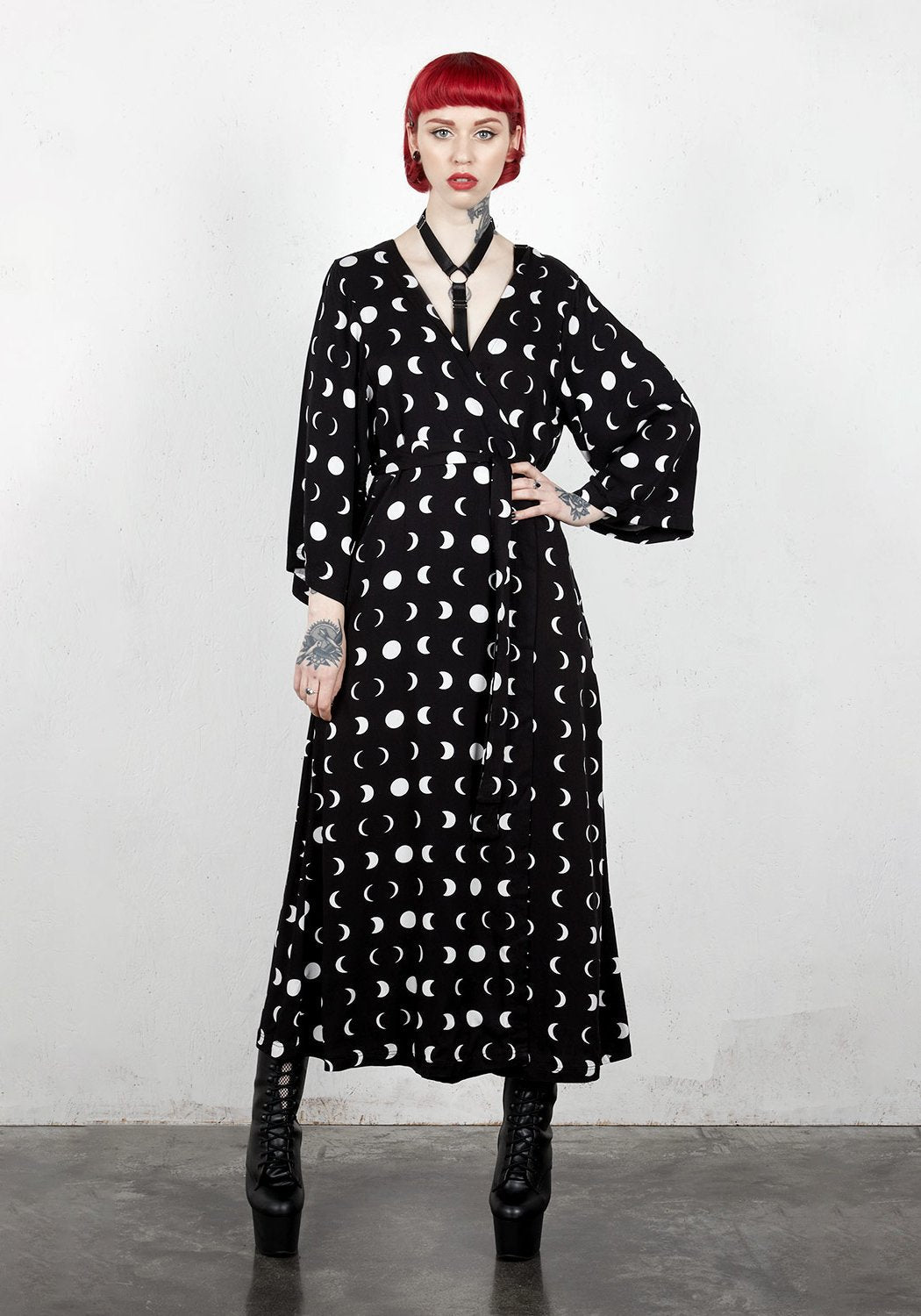 Celestial Maxi Robe with Lunar Print & Flowing Sleeves | Lunar Robe