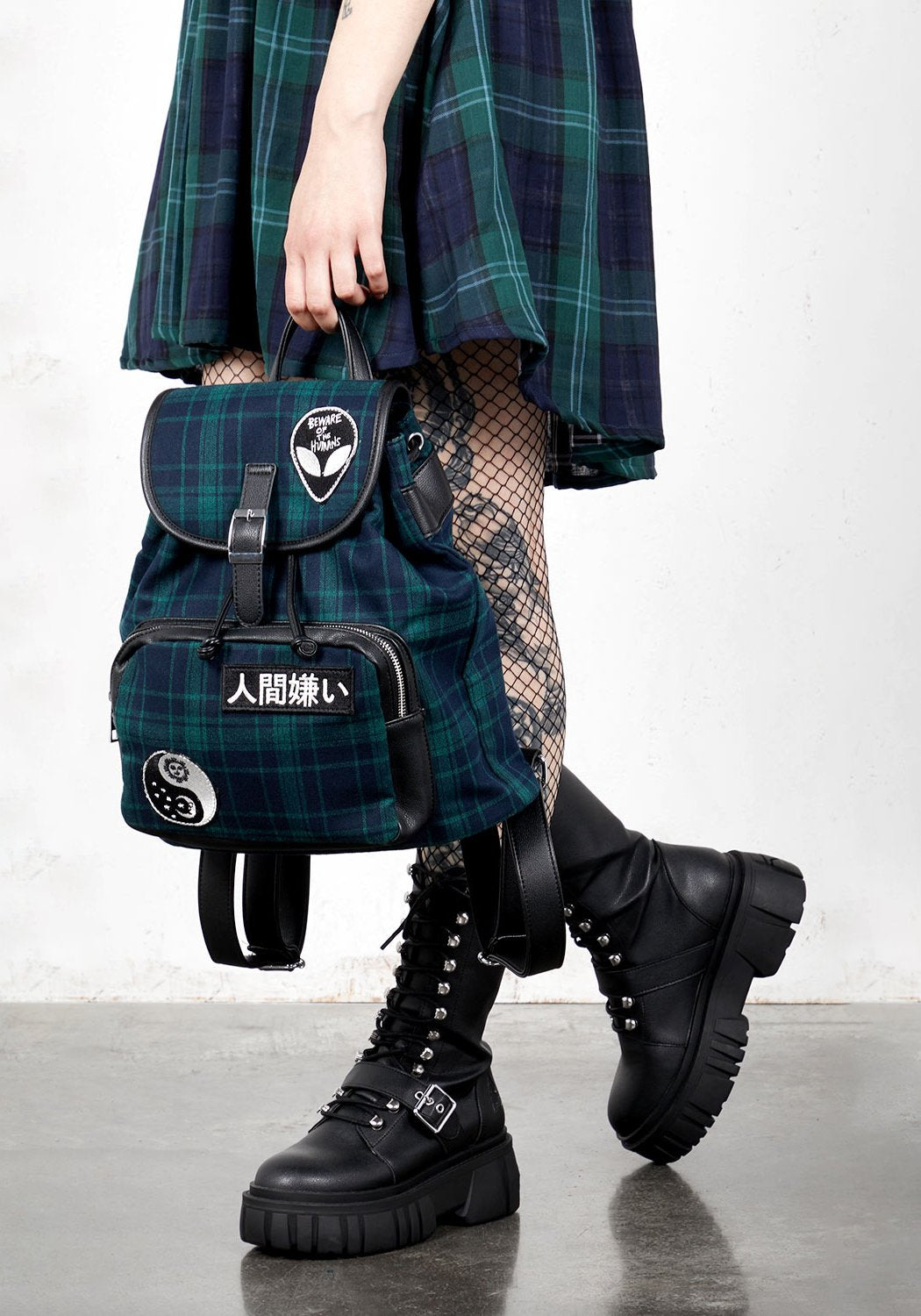 90s Plaid Backpack with Adjustable Straps & Inner Pockets | Misanthropy