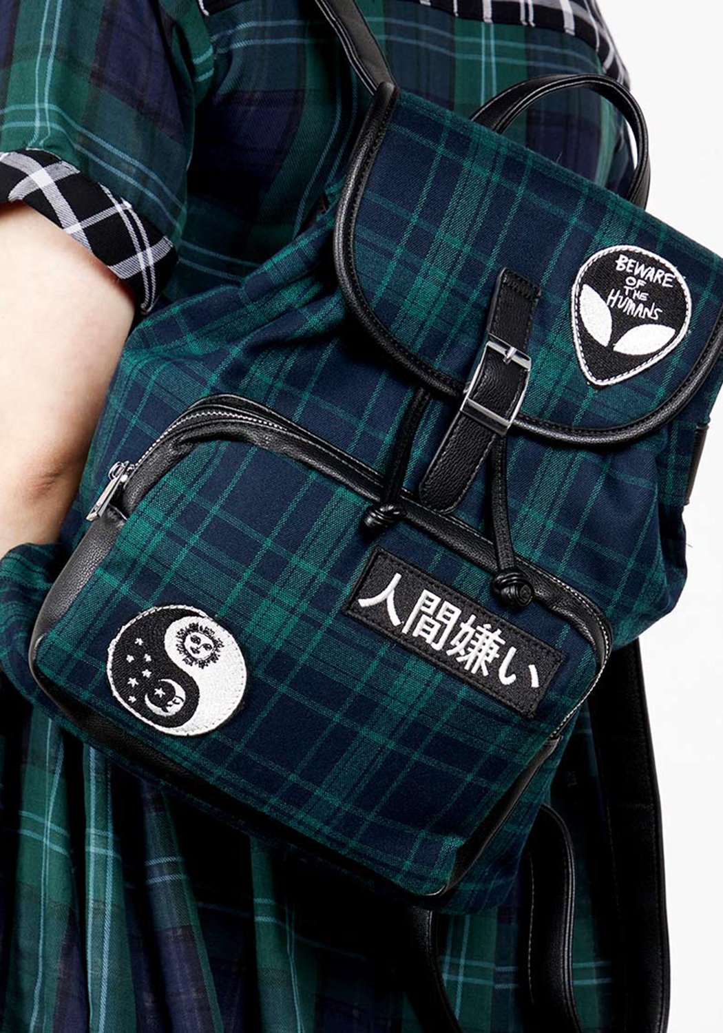90s Plaid Backpack with Adjustable Straps & Inner Pockets | Misanthropy