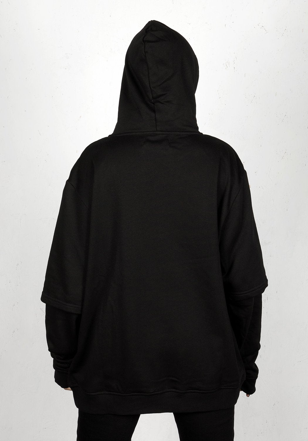 Spiked Hoodie with Adjustable Face Cowl | Grunge Pullover for Anti-Social Style