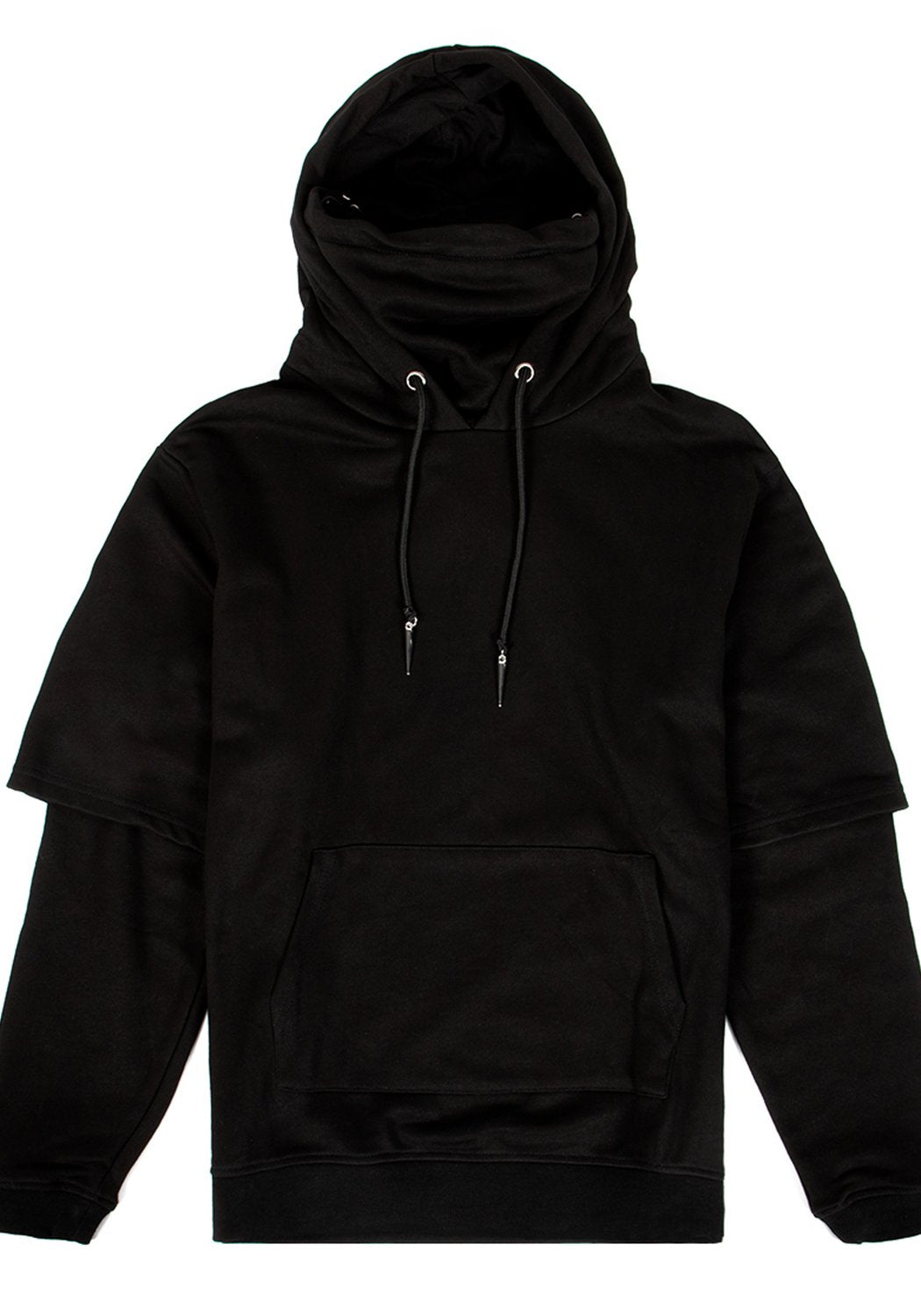 Spiked Hoodie with Adjustable Face Cowl | Grunge Pullover for Anti-Social Style