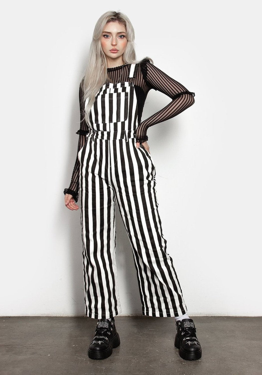 Long Denim Dungarees with Adjustable Straps & Pockets | Beetle