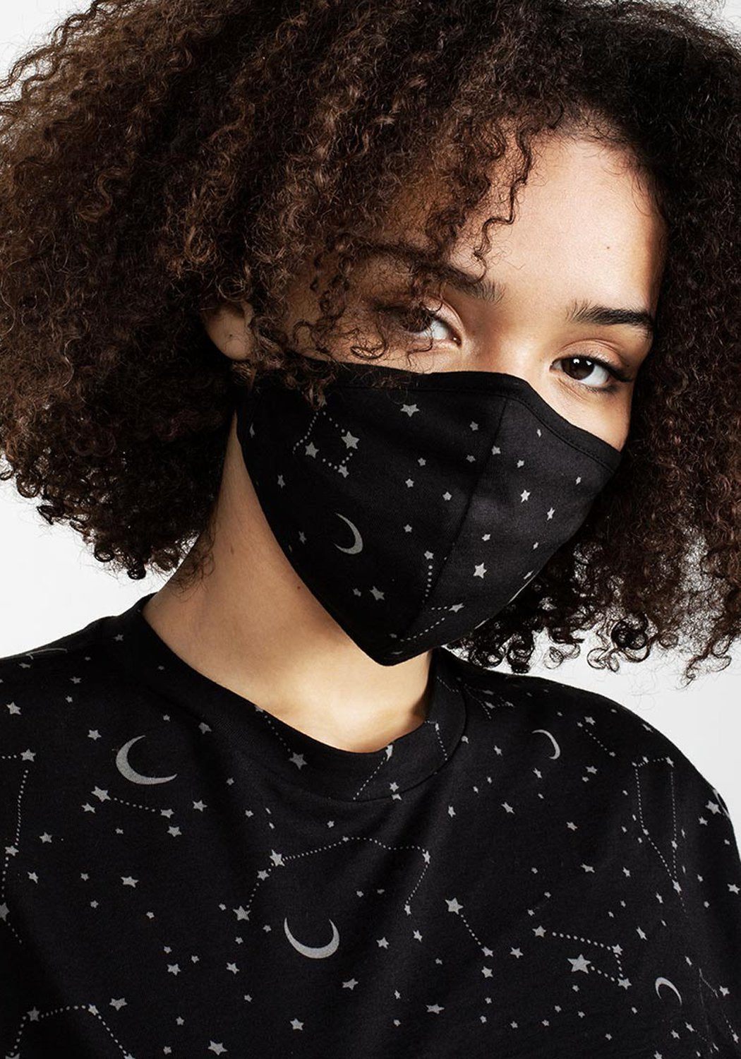 Double-Layered Cotton Face Mask with Stars & Moons Design | Celestial