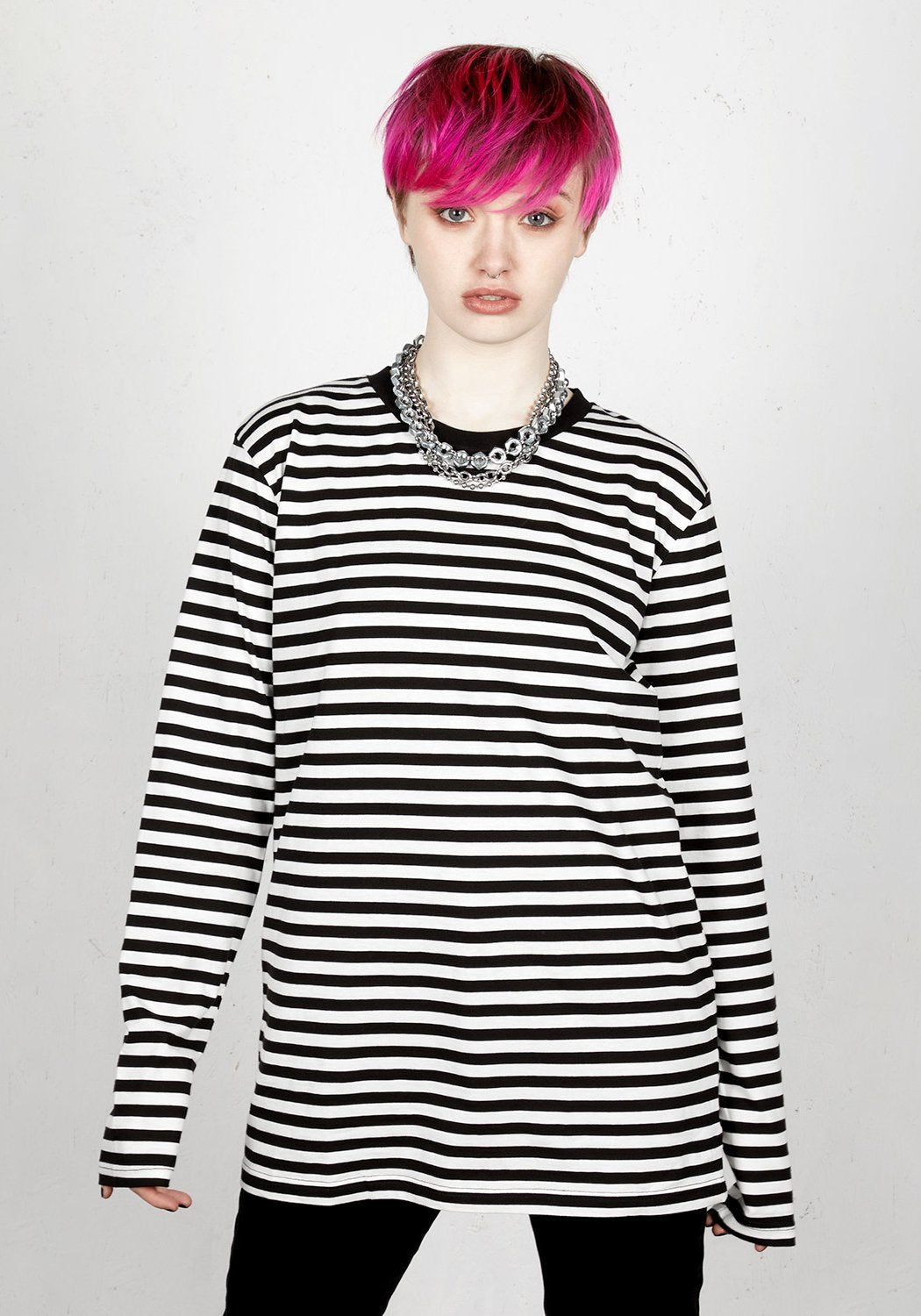 Black & White Striped Long Sleeve Tee | Gender-Neutral Cotton Shirt