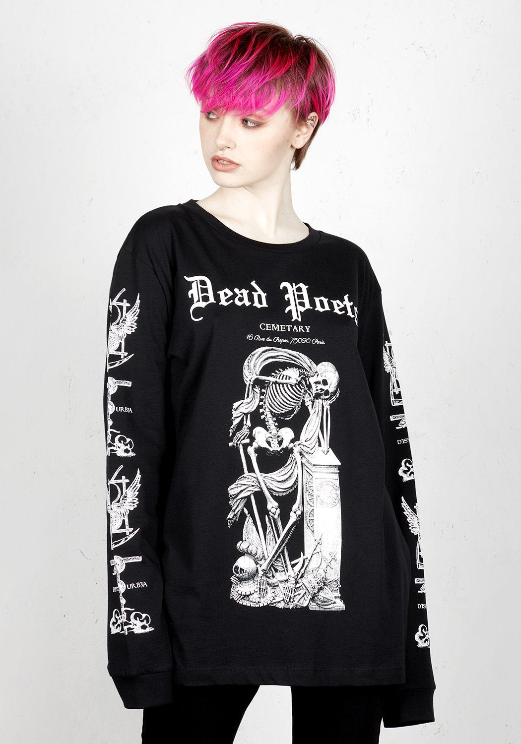 Gothic Skeleton Print Long Sleeve Tee | Dead Poets