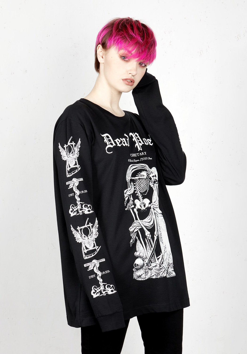Gothic Skeleton Print Long Sleeve Tee | Dead Poets